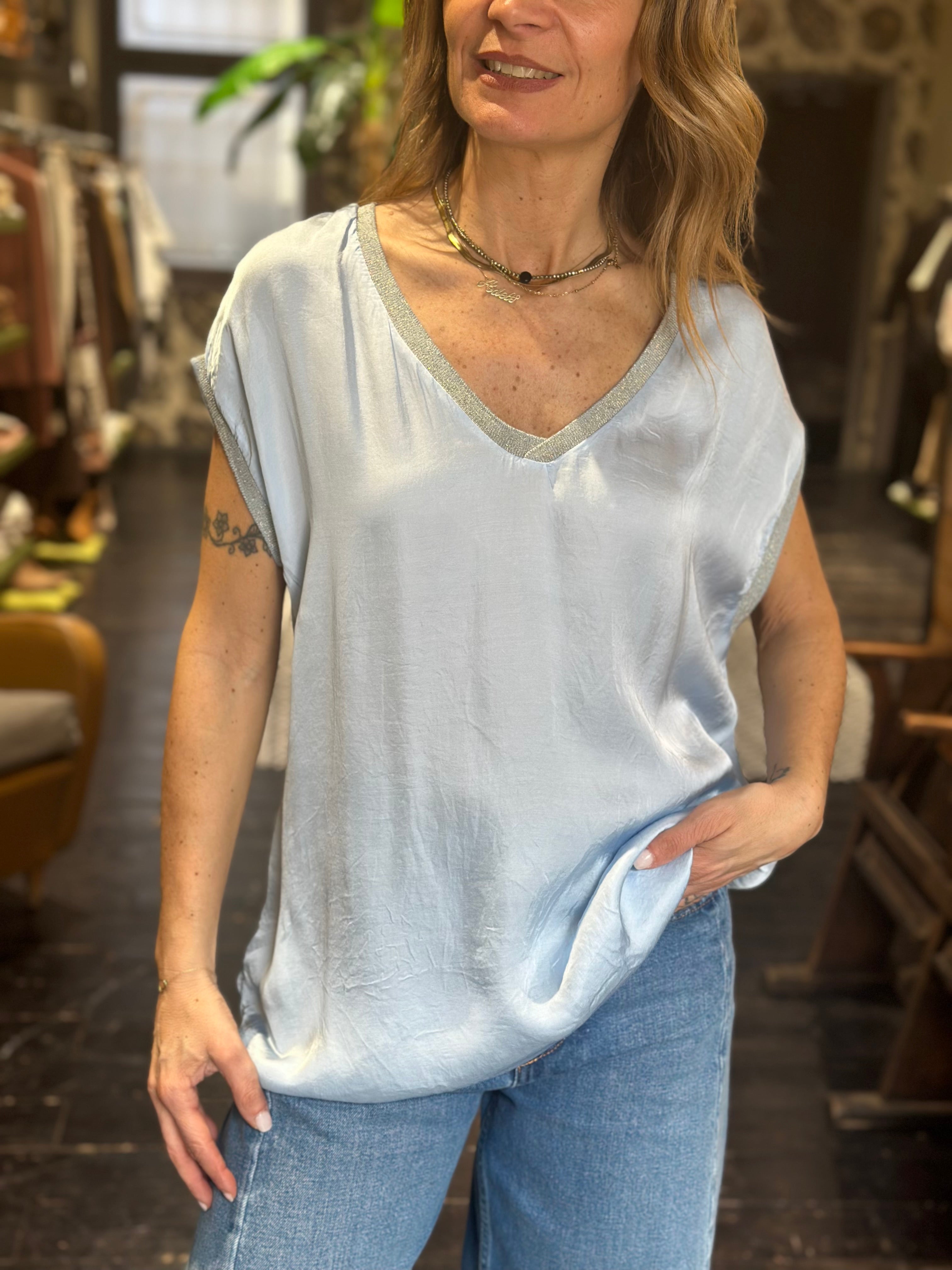 Camicia Scollo a V Cielo _ MI.LE.for soku