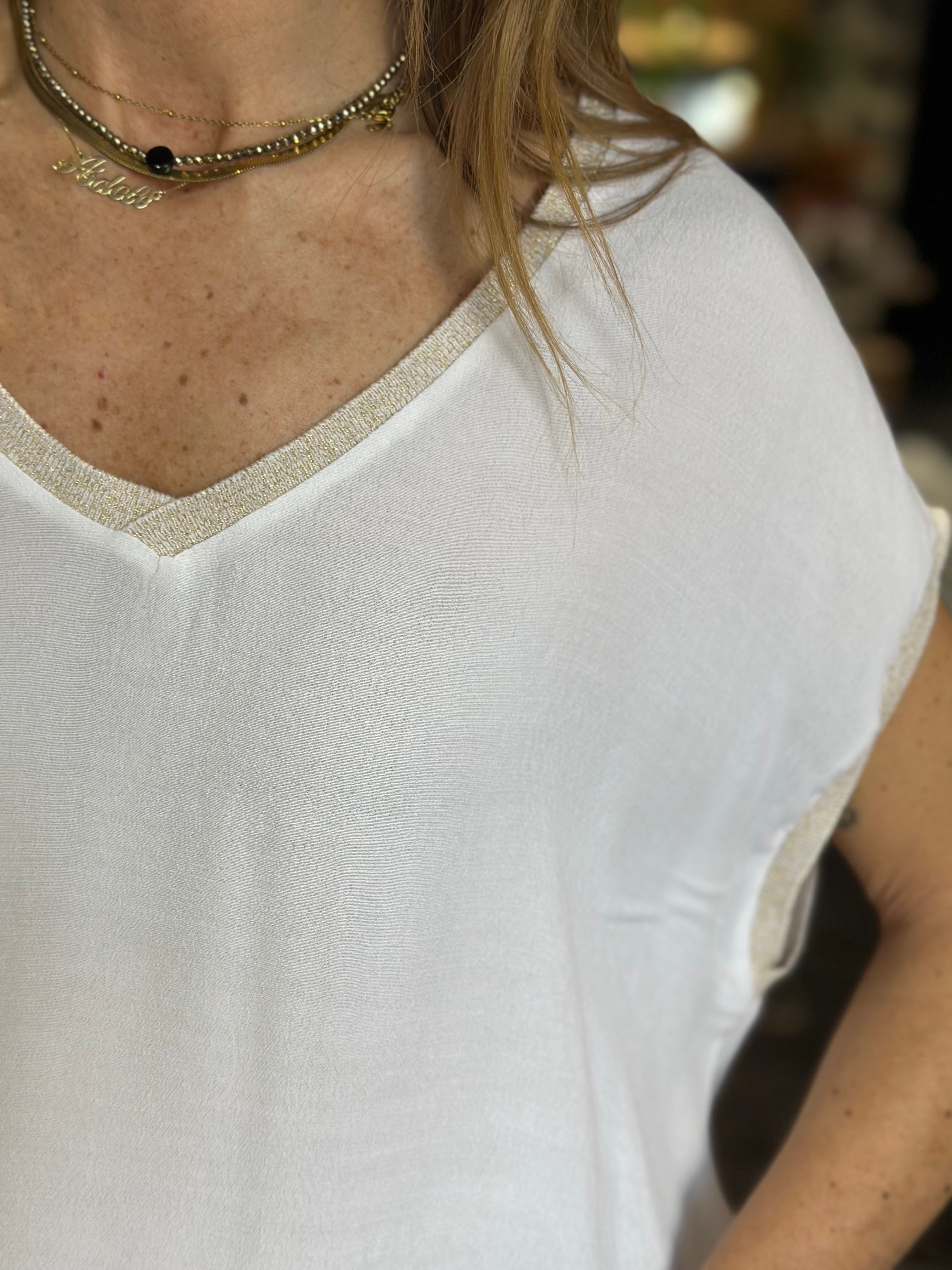 Camicia Scollo a V Bianco _ MI.LE. for soku