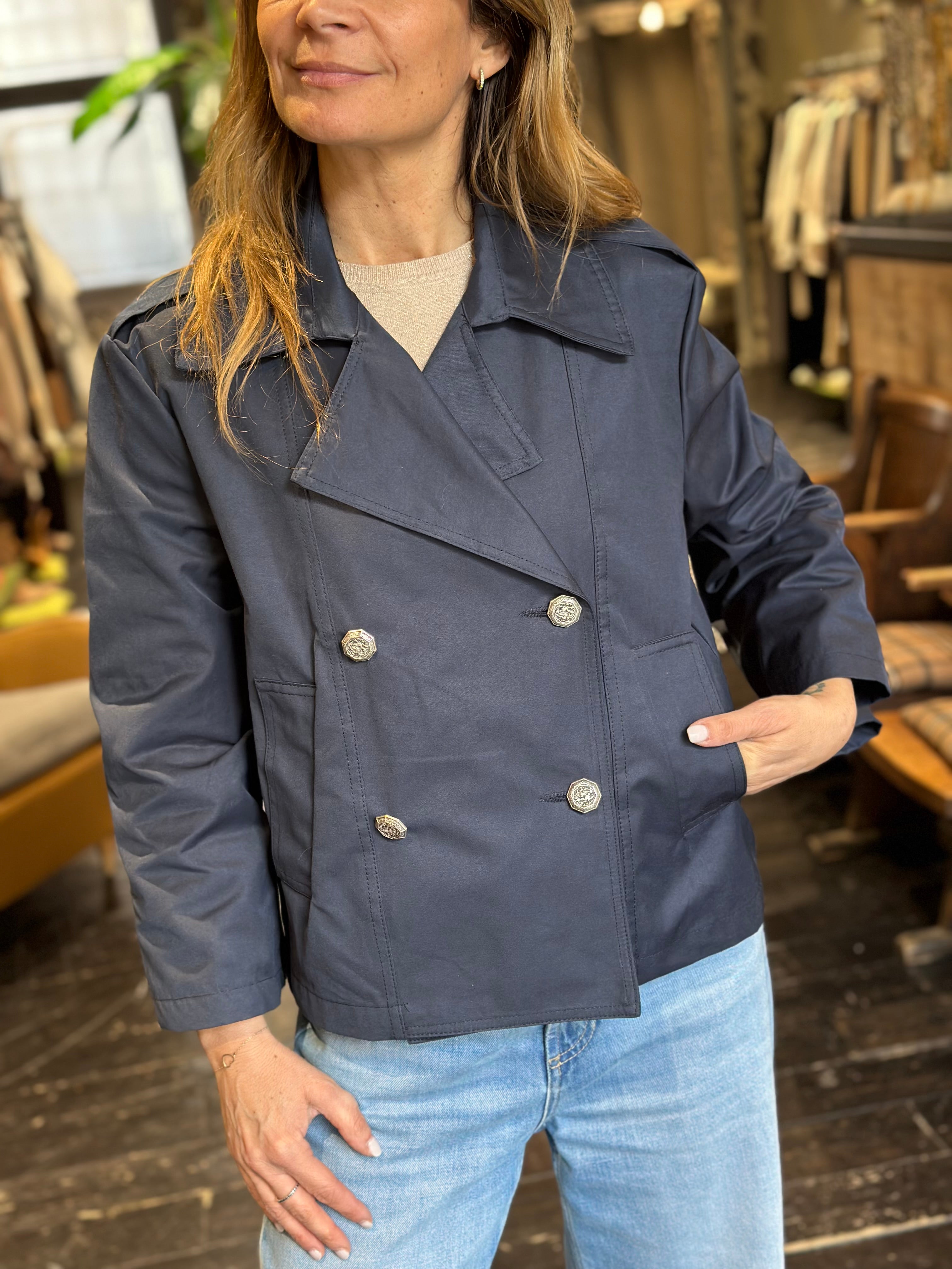 Giacca Trench Corto Blu _ MI.LE. for soku