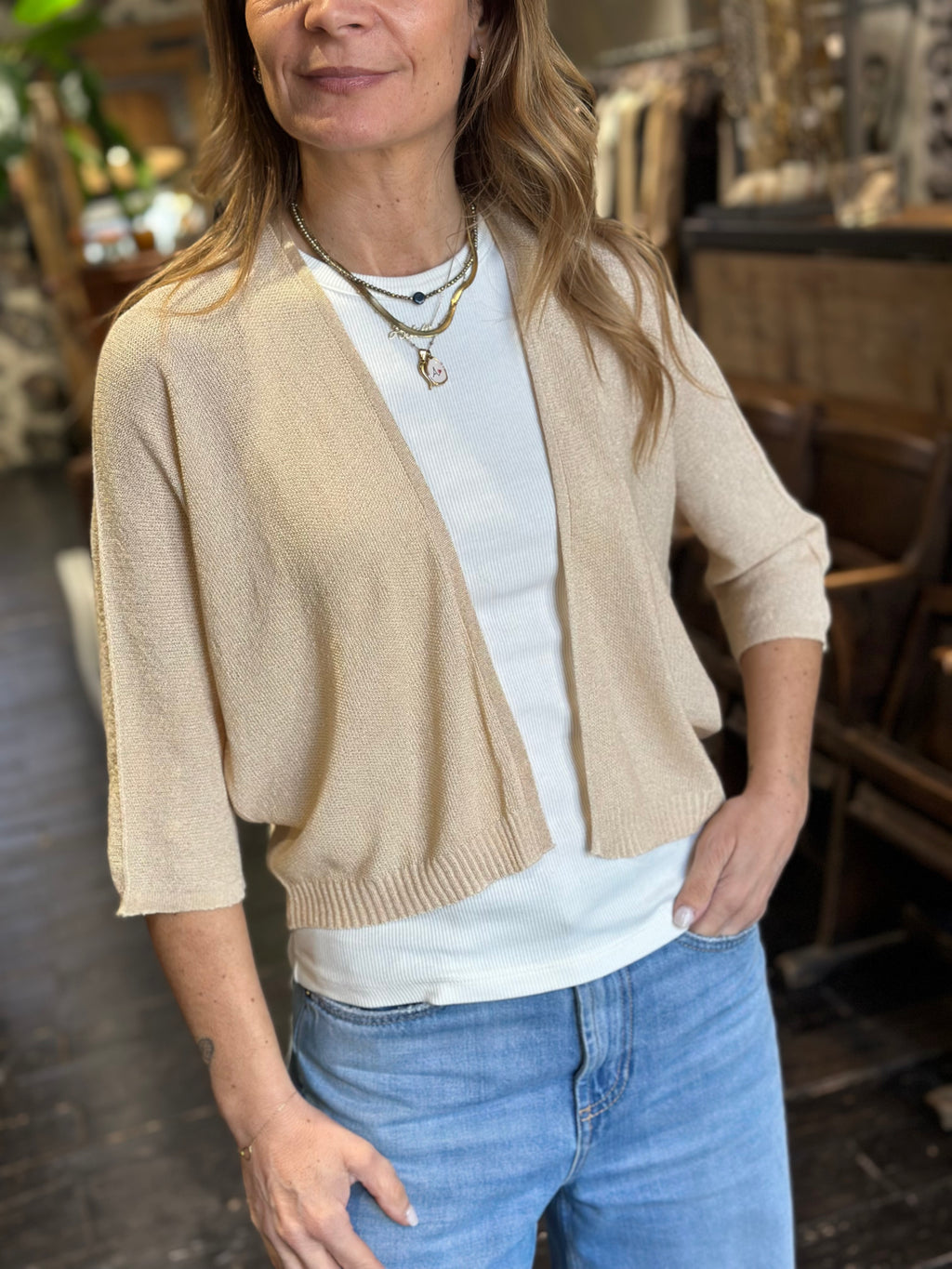 Cardigan Lurex Oro _ MI.LE. for soku