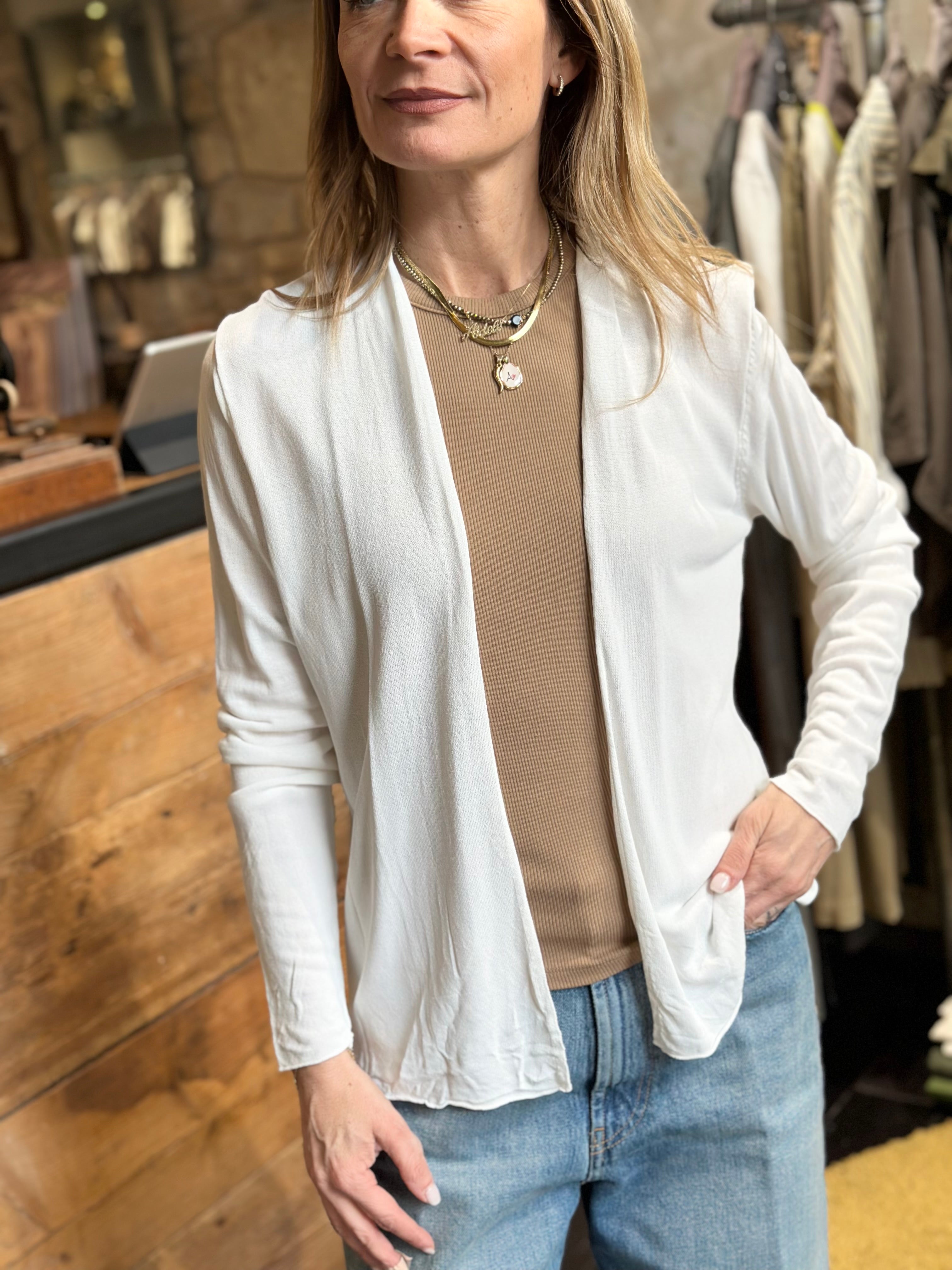 Cardigan Sciallato Bianco _ MI.LE. for soku