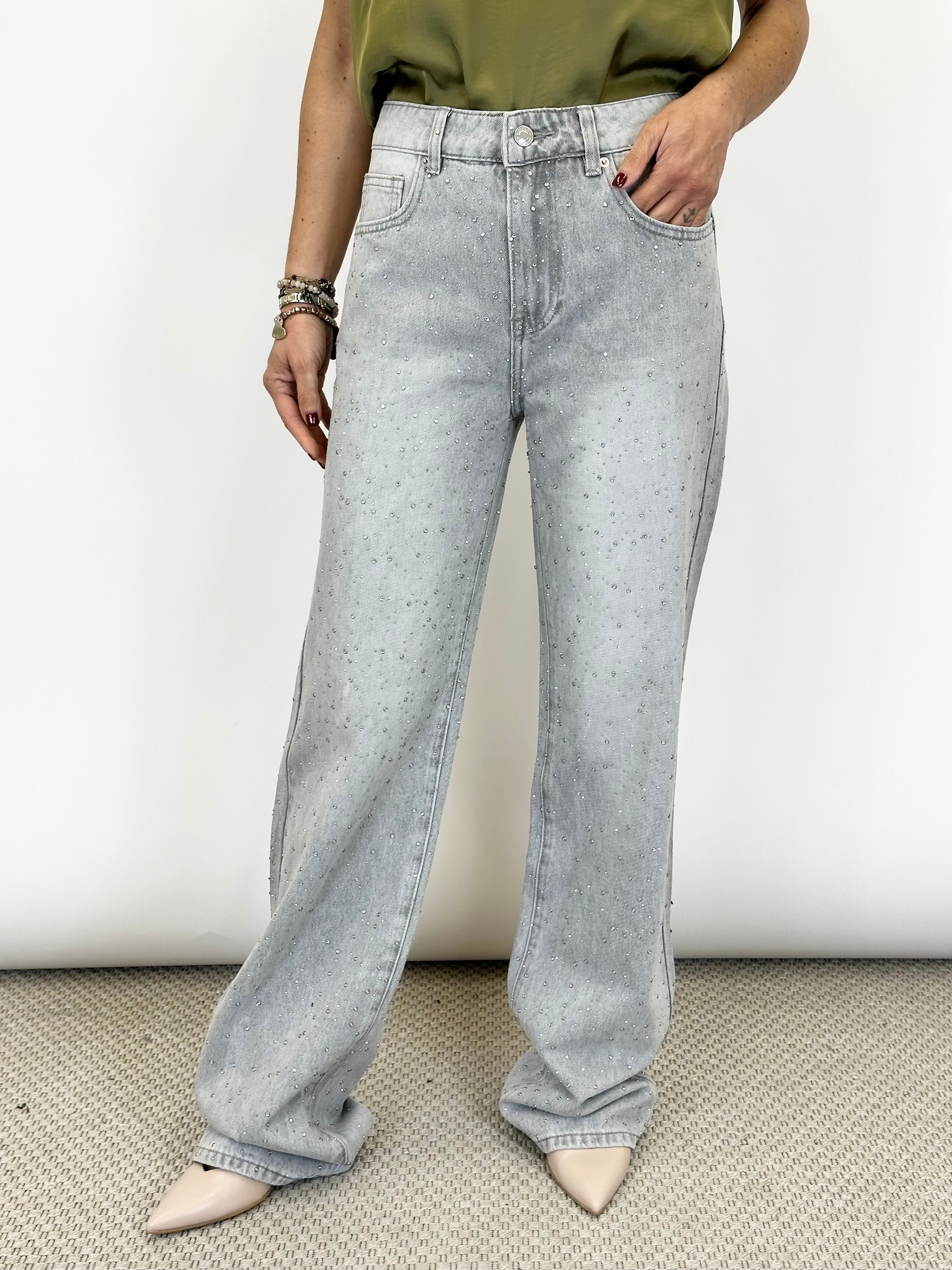 Jeans con Strass Argento _ Vicolo