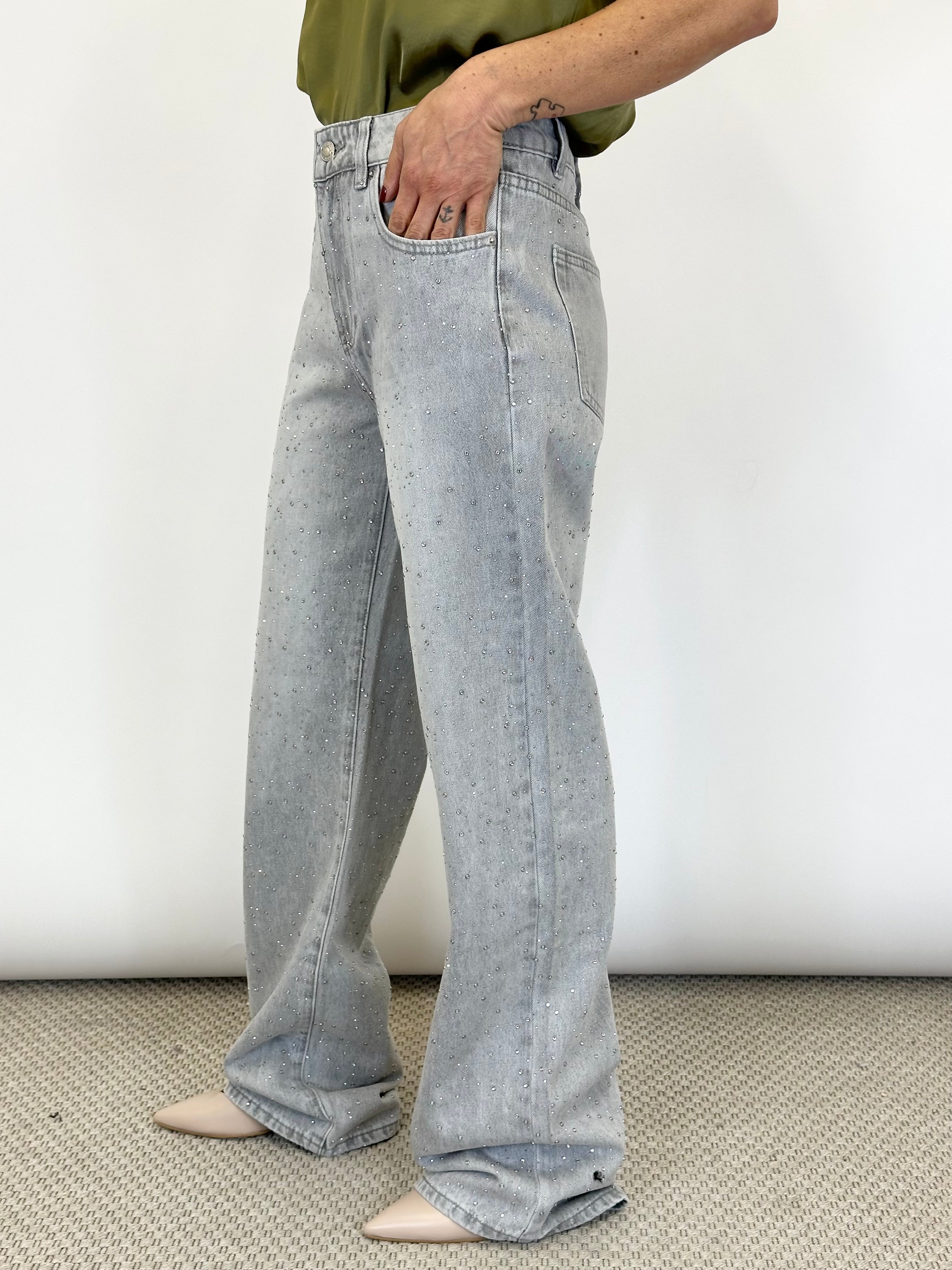 Jeans con Strass Argento _ Vicolo