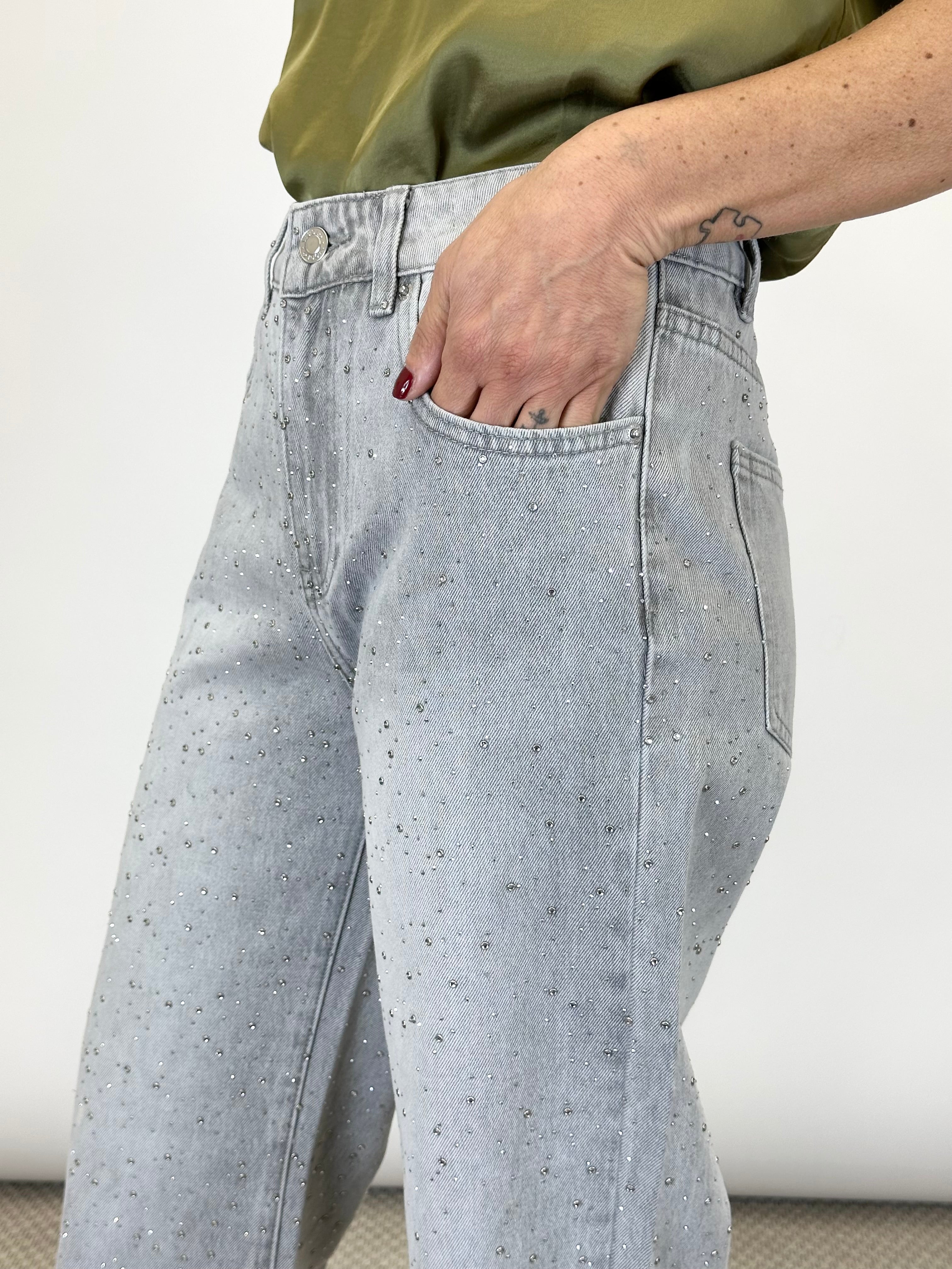 Jeans con Strass Argento _ Vicolo