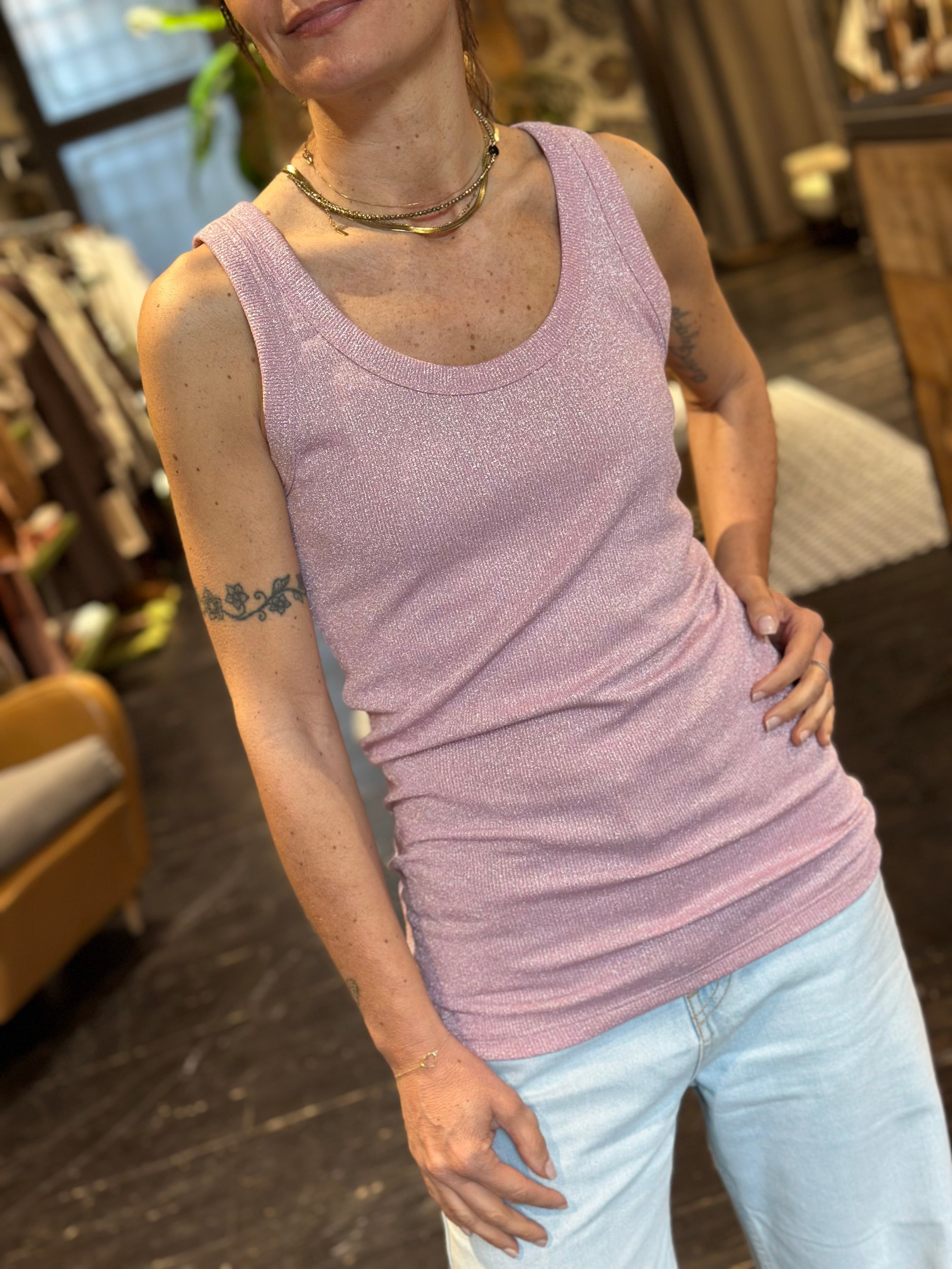 Canotta Lurex Rosa _ Vicolo