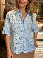 Camicia Sangallo Cielo _ MI.LE. for soku