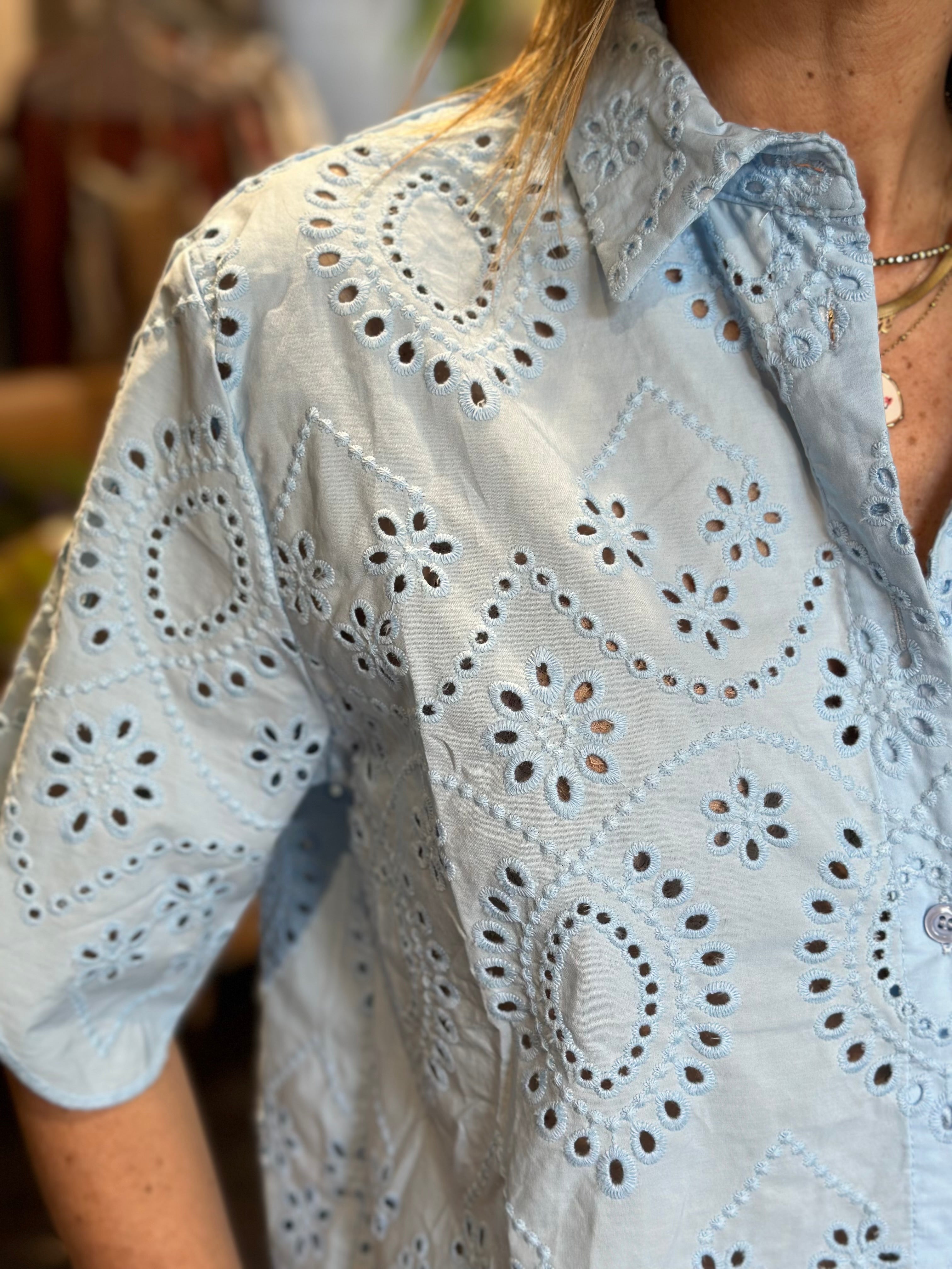 Camicia Sangallo Cielo _ MI.LE. for soku