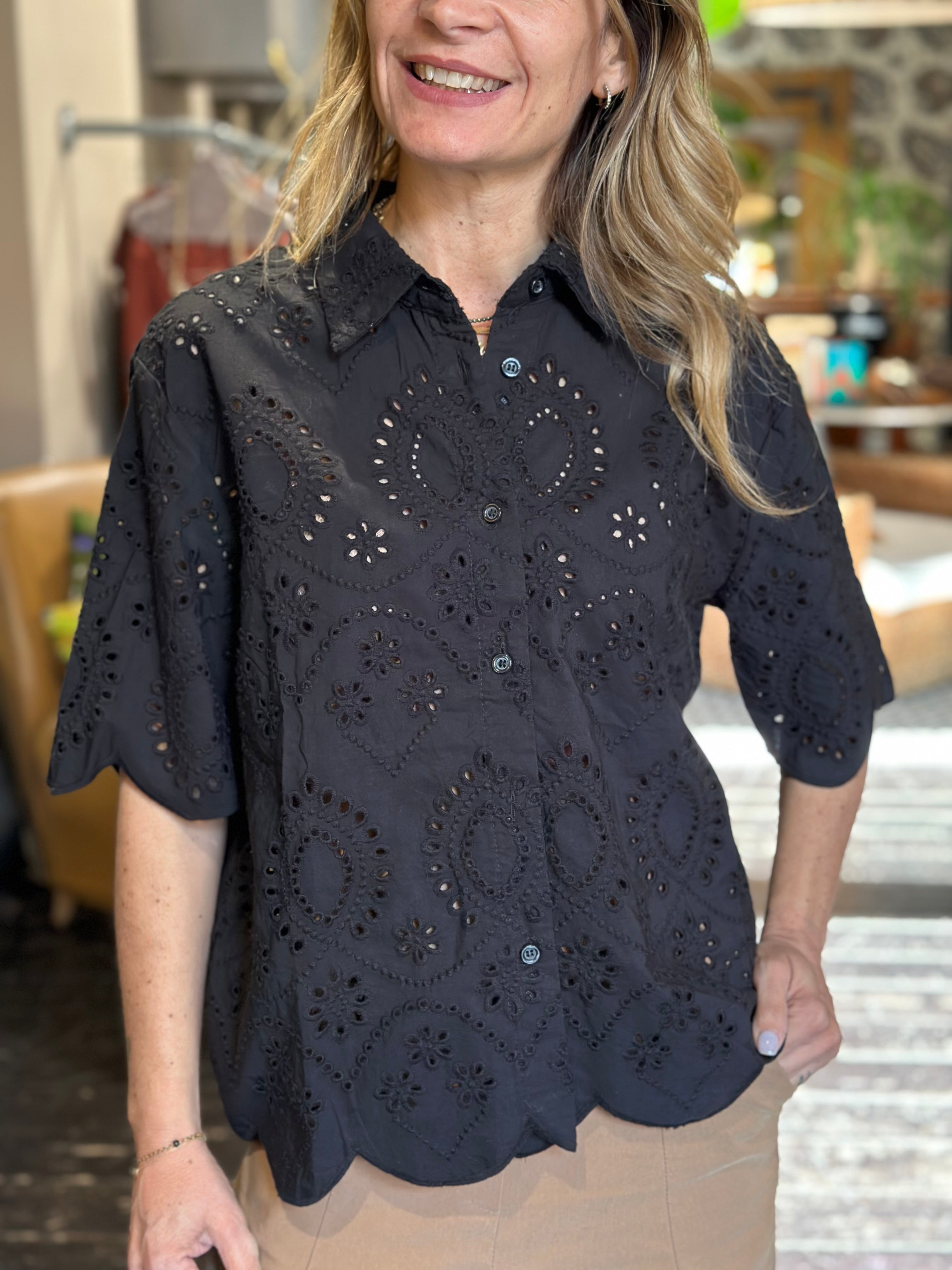 Camicia Sangallo Nero _ MI.LE. for soku