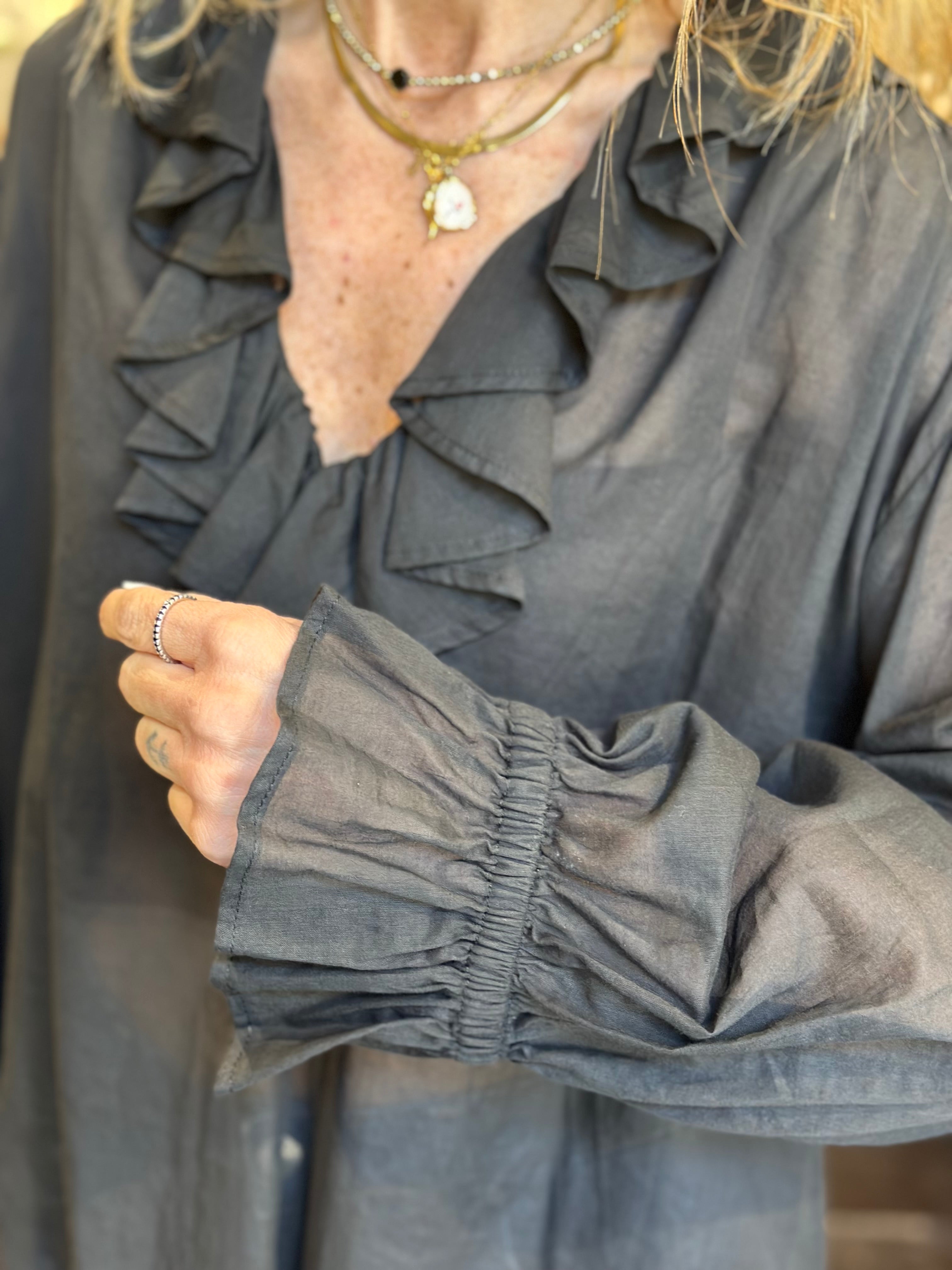 Blusa Rouches Nero _ Ottod'Ame