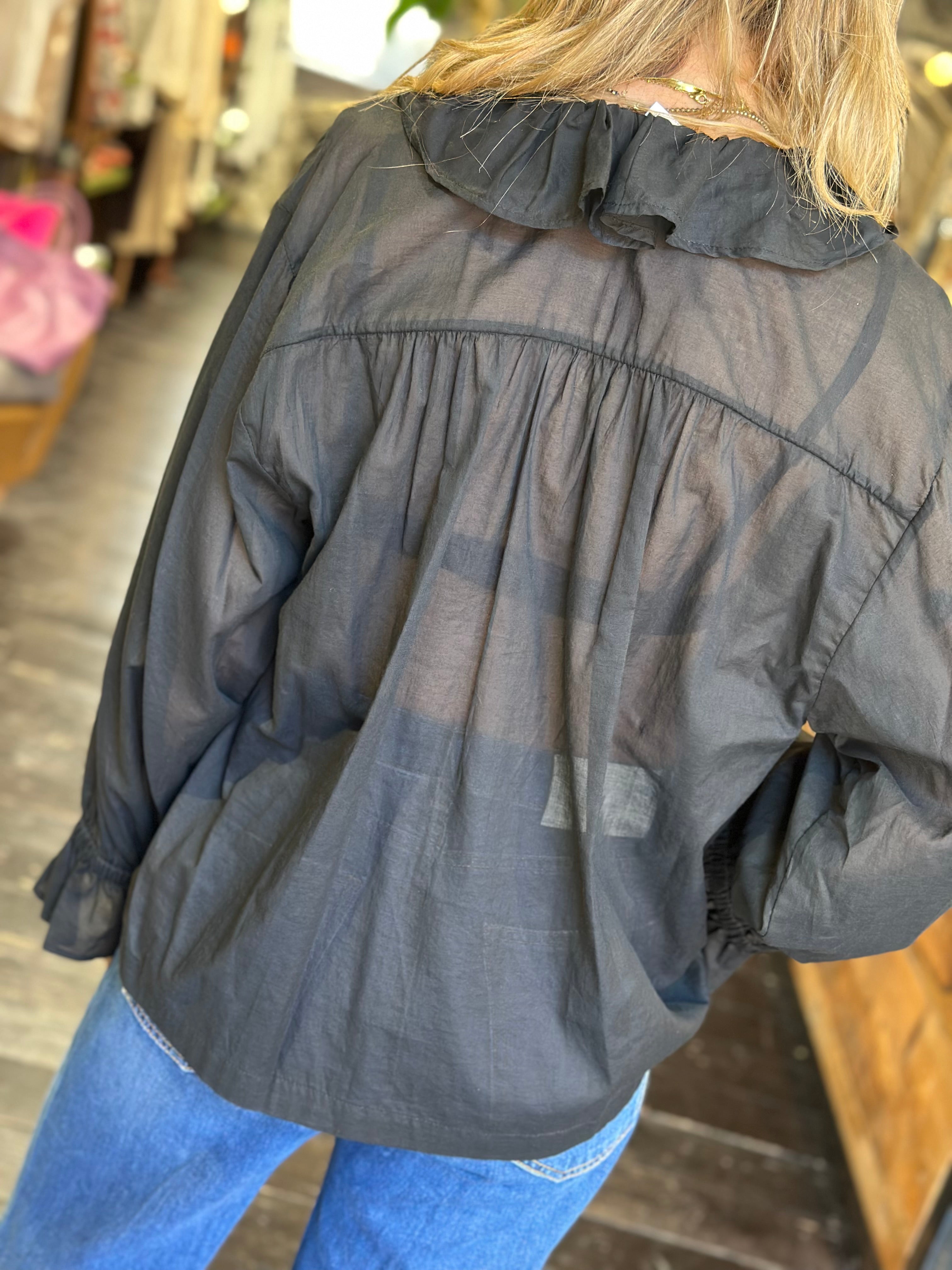 Blusa Rouches Nero _ Ottod'Ame
