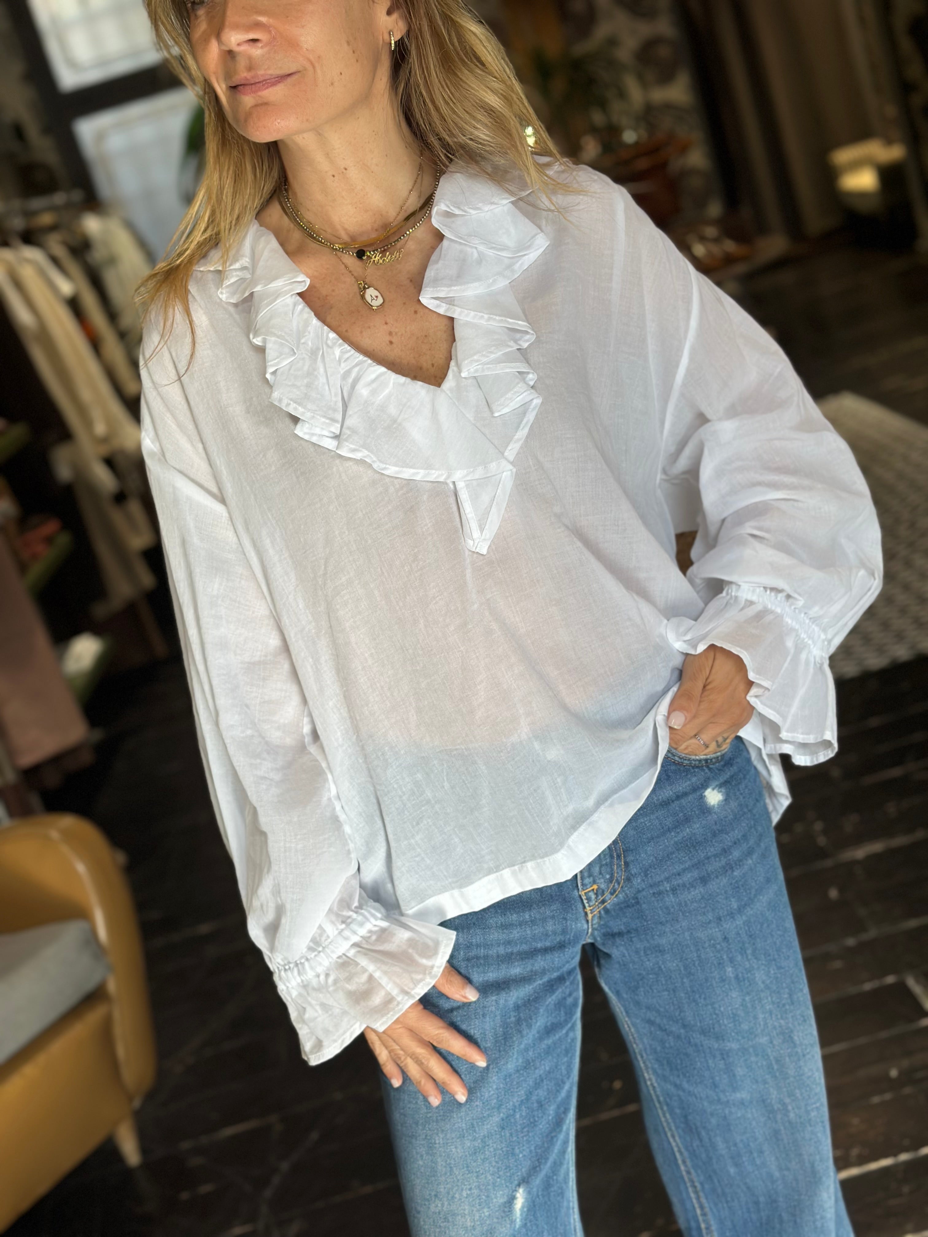 Blusa Rouches Bianco _ Ottod'Ame