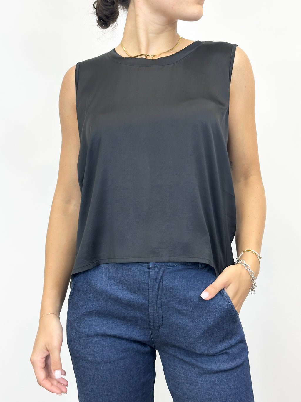 Canotta Satin  Nero _ Vicolo