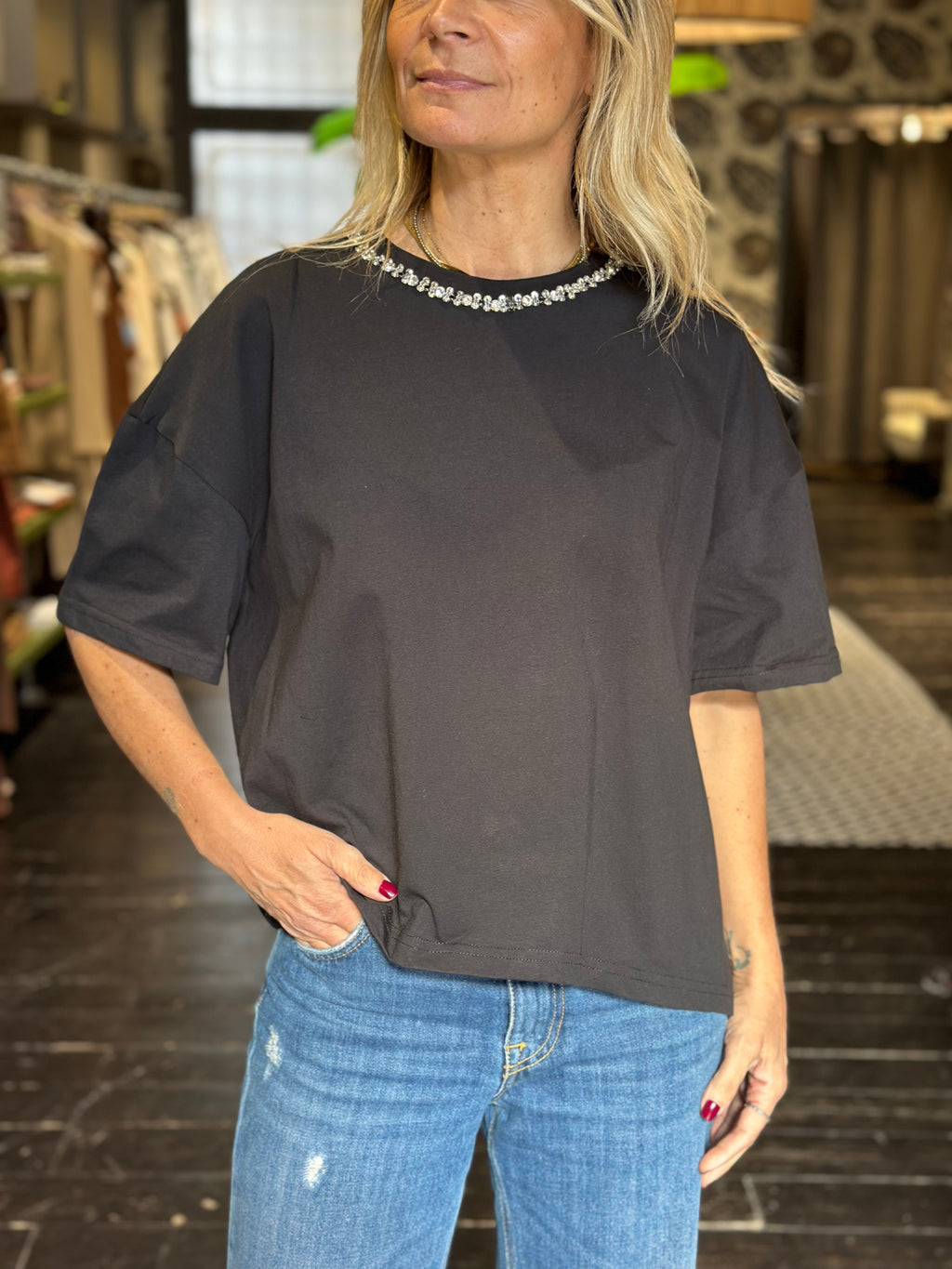T-Shirt Strass Nero _ Souvenir