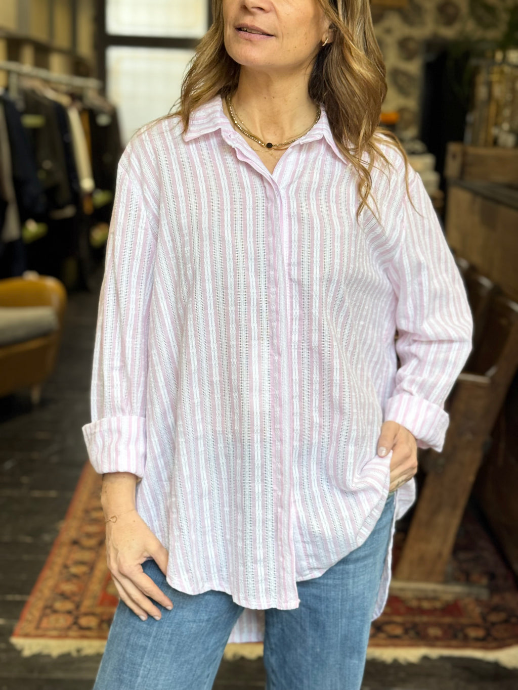 Camicia Riga + Ricamo Rosa _ MI.LE. for soku