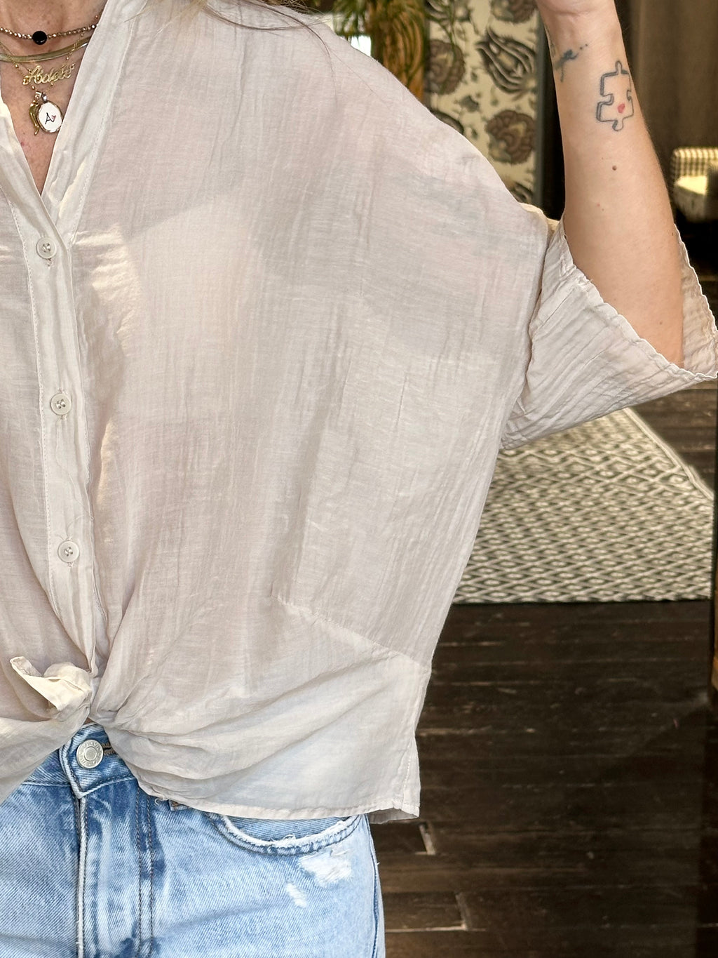 Camicia Mussola Beige _ Vicolo