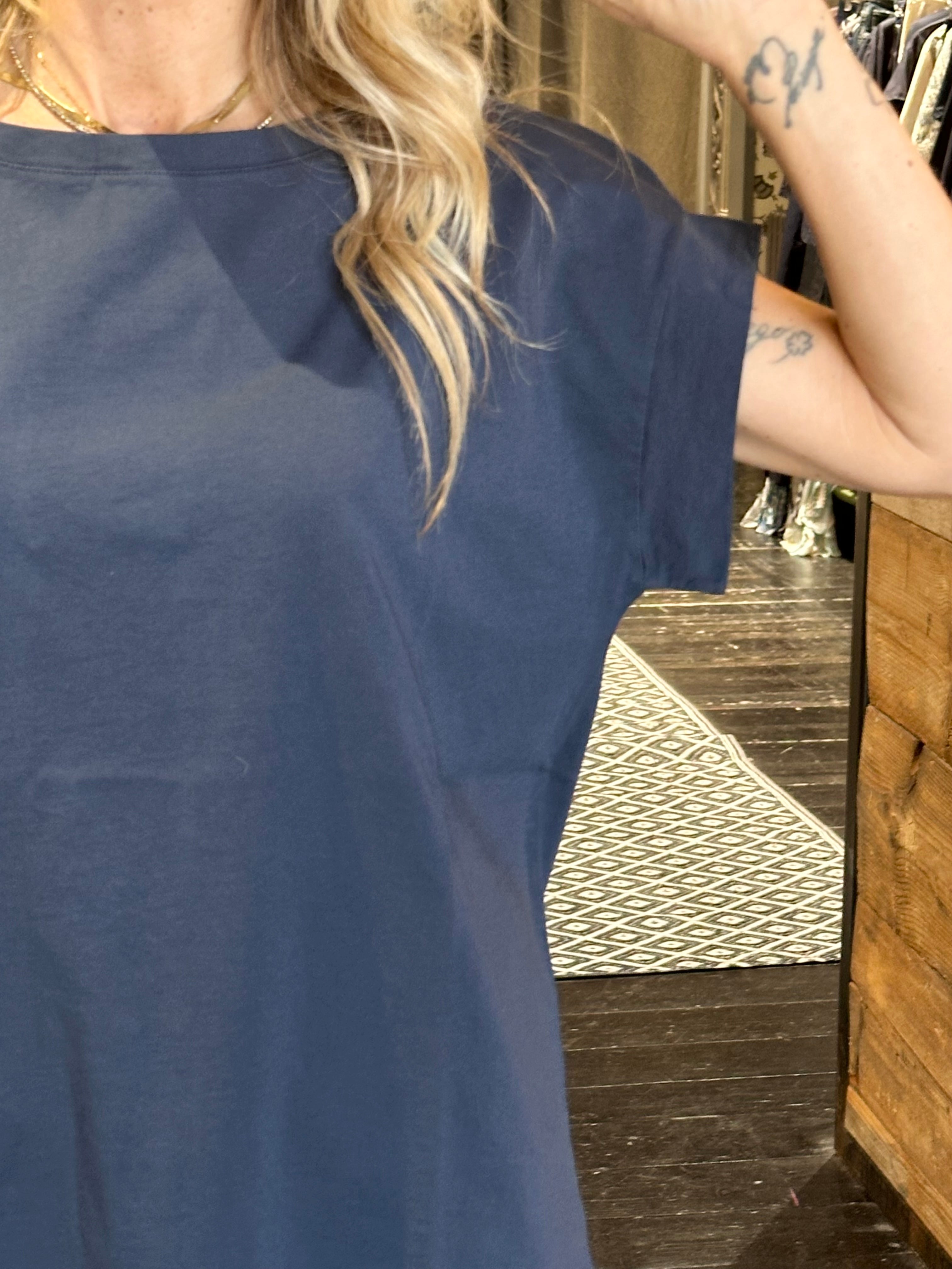 T-Shirt Scollo Barca Blu _ Vicolo