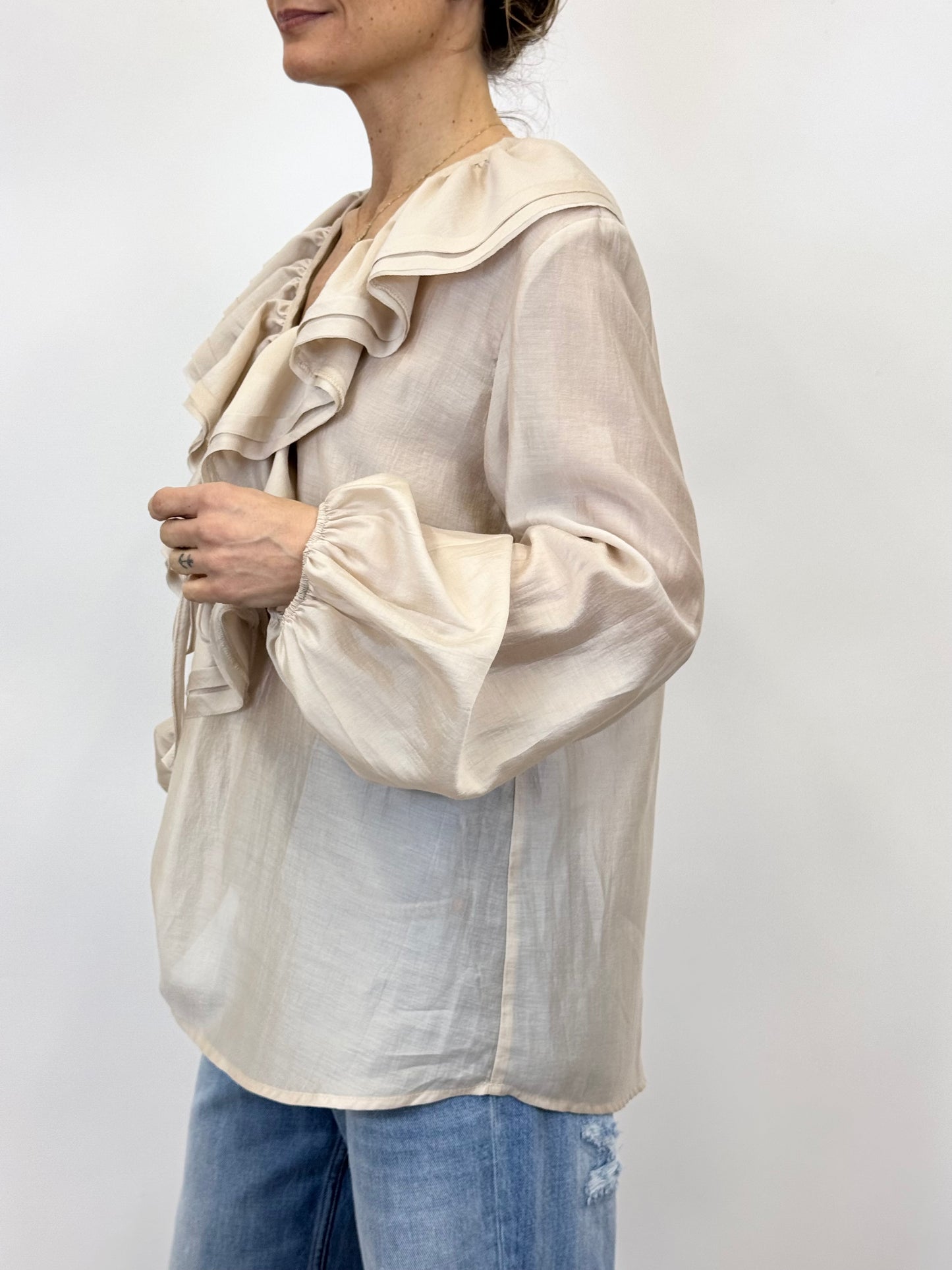 Camicia Rouches Beige