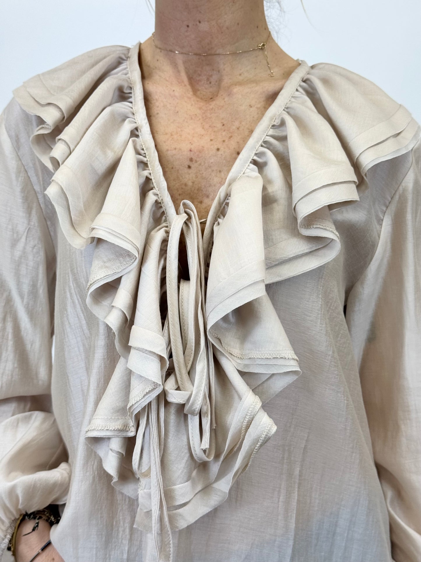 Camicia Rouches Beige