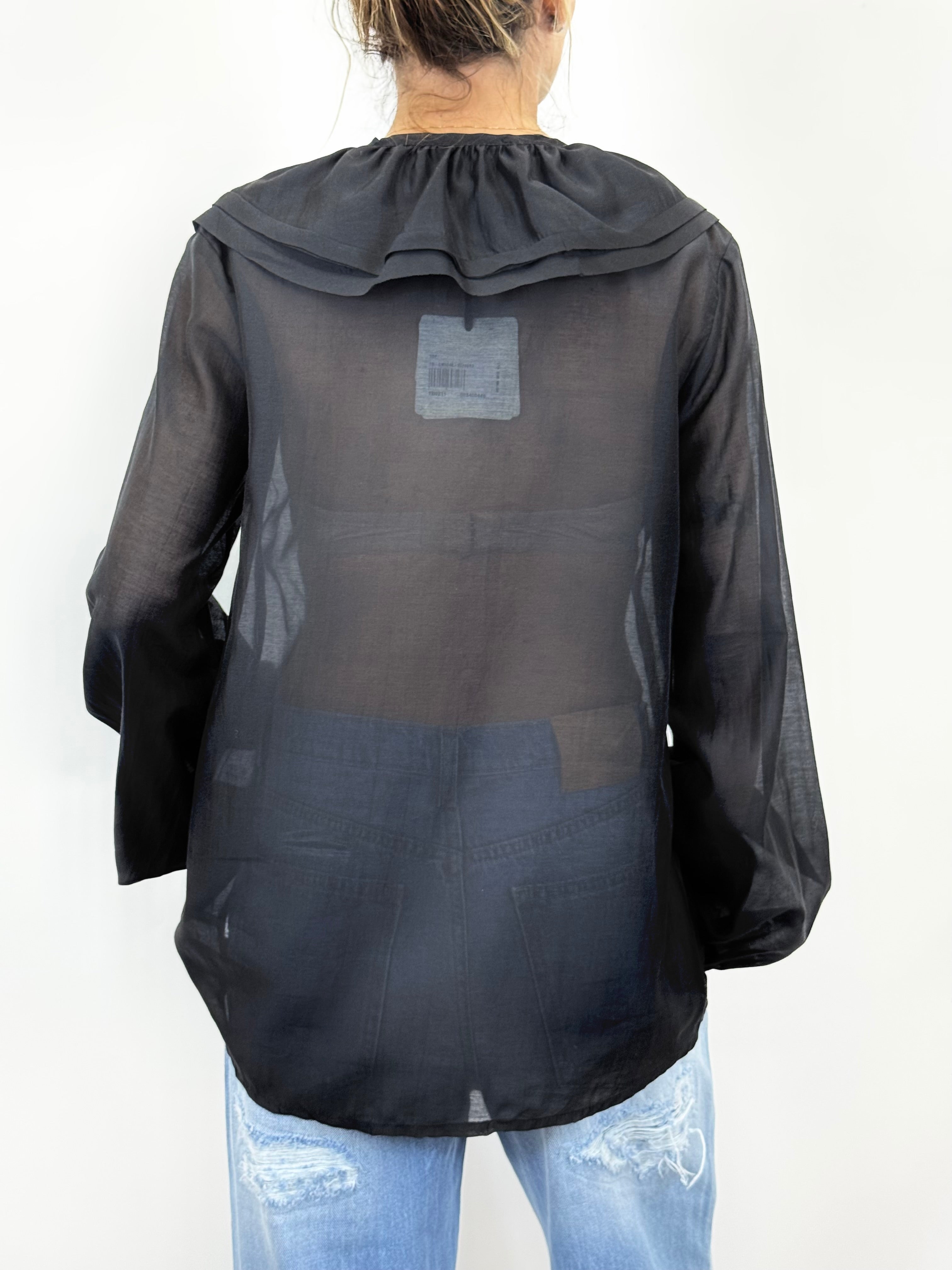 Camicia Rouches Nero _ Vicolo