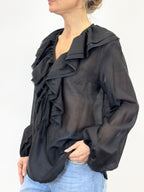 Camicia Rouches Nero _ Vicolo