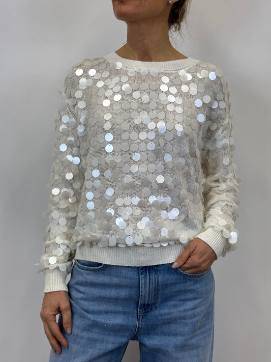 Maglia Paillettes Panna