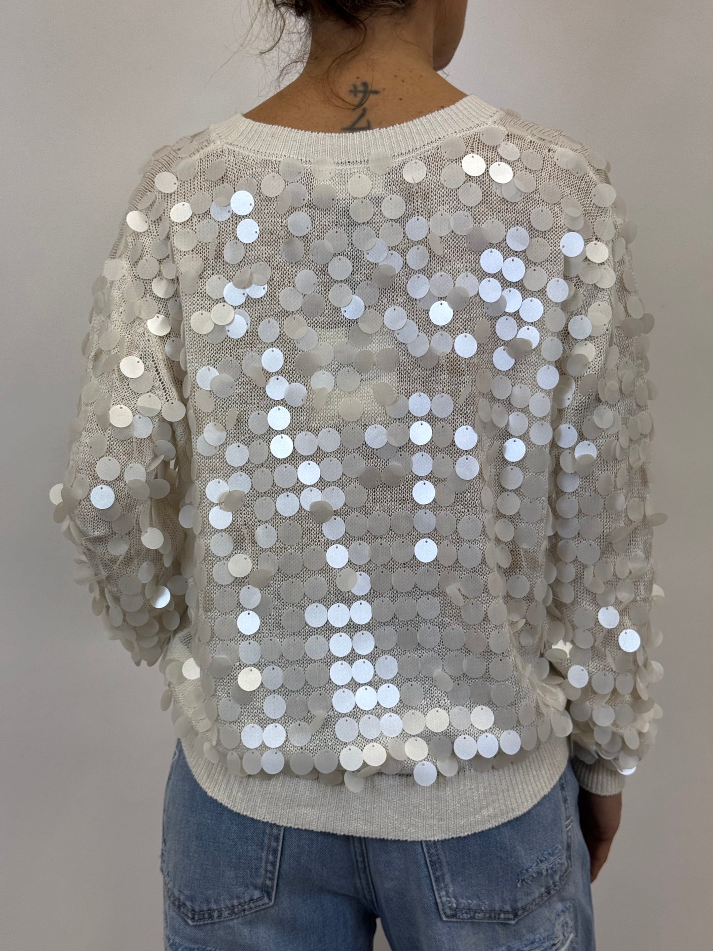 Maglia Paillettes Panna