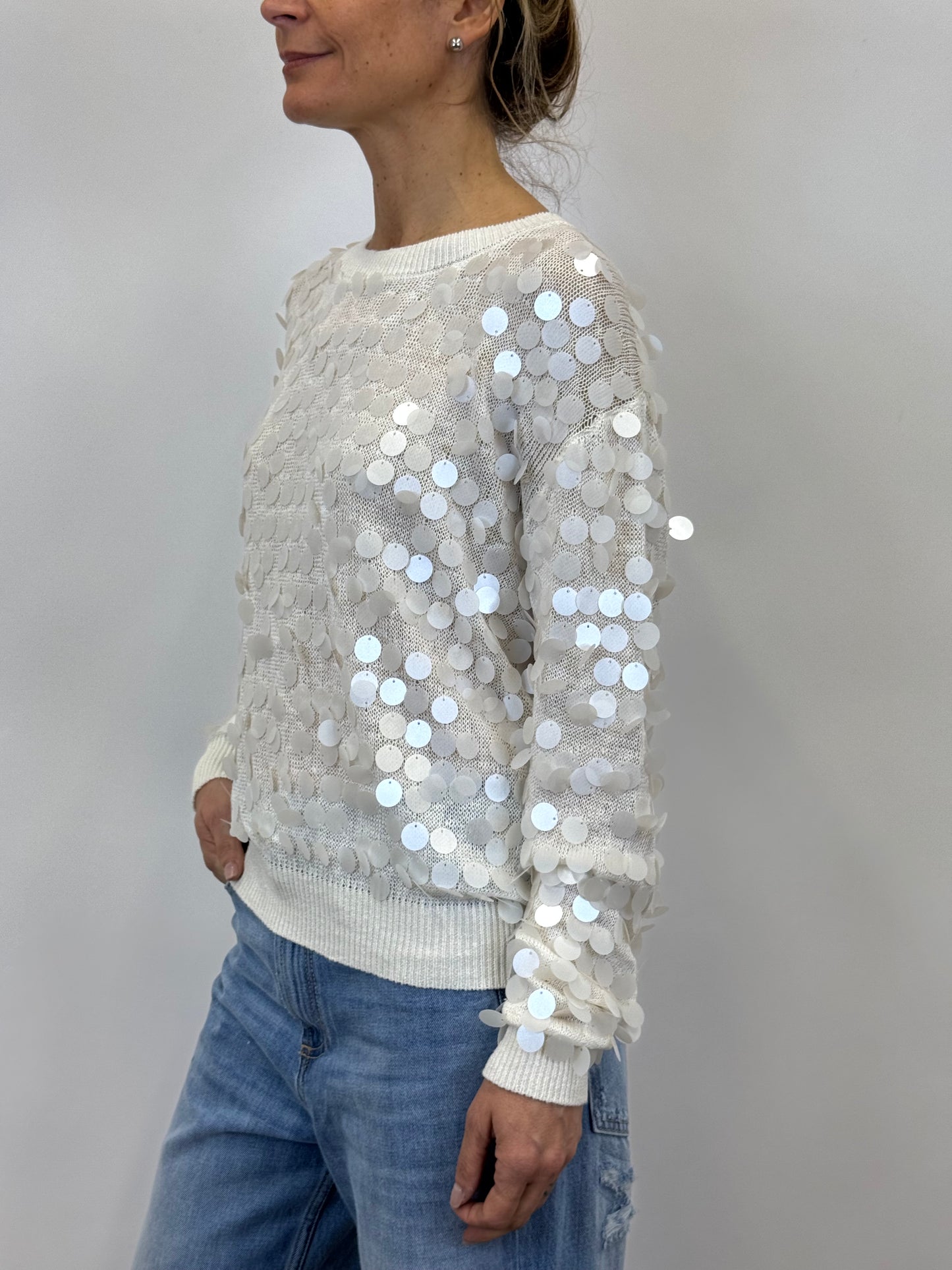 Maglia Paillettes Panna