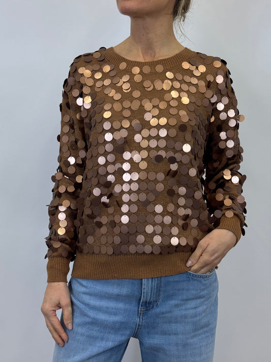 Maglia Paillettes Cuoio