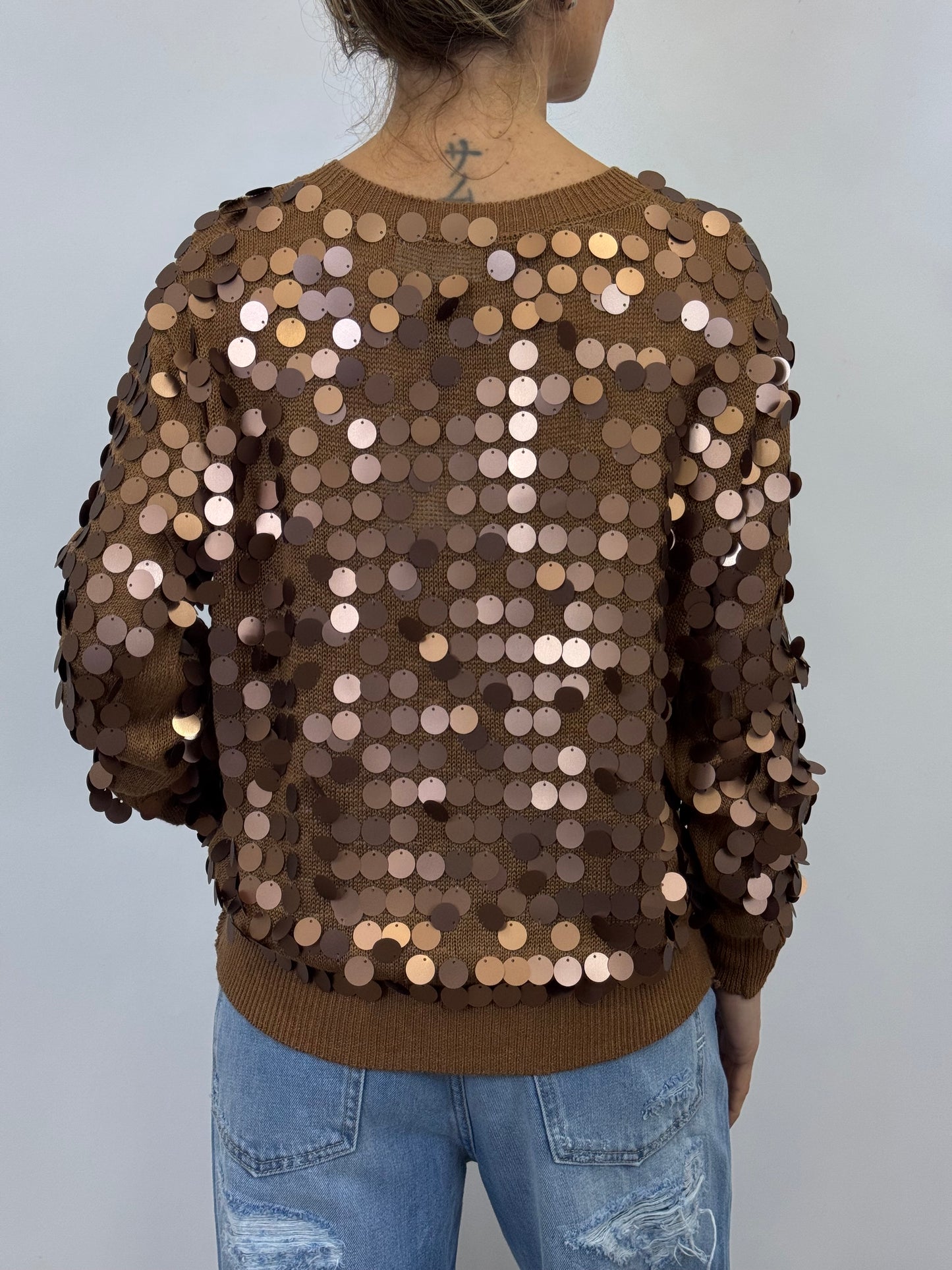 Maglia Paillettes Cuoio