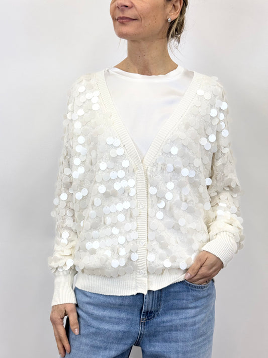 Cardigan Paillettes Panna