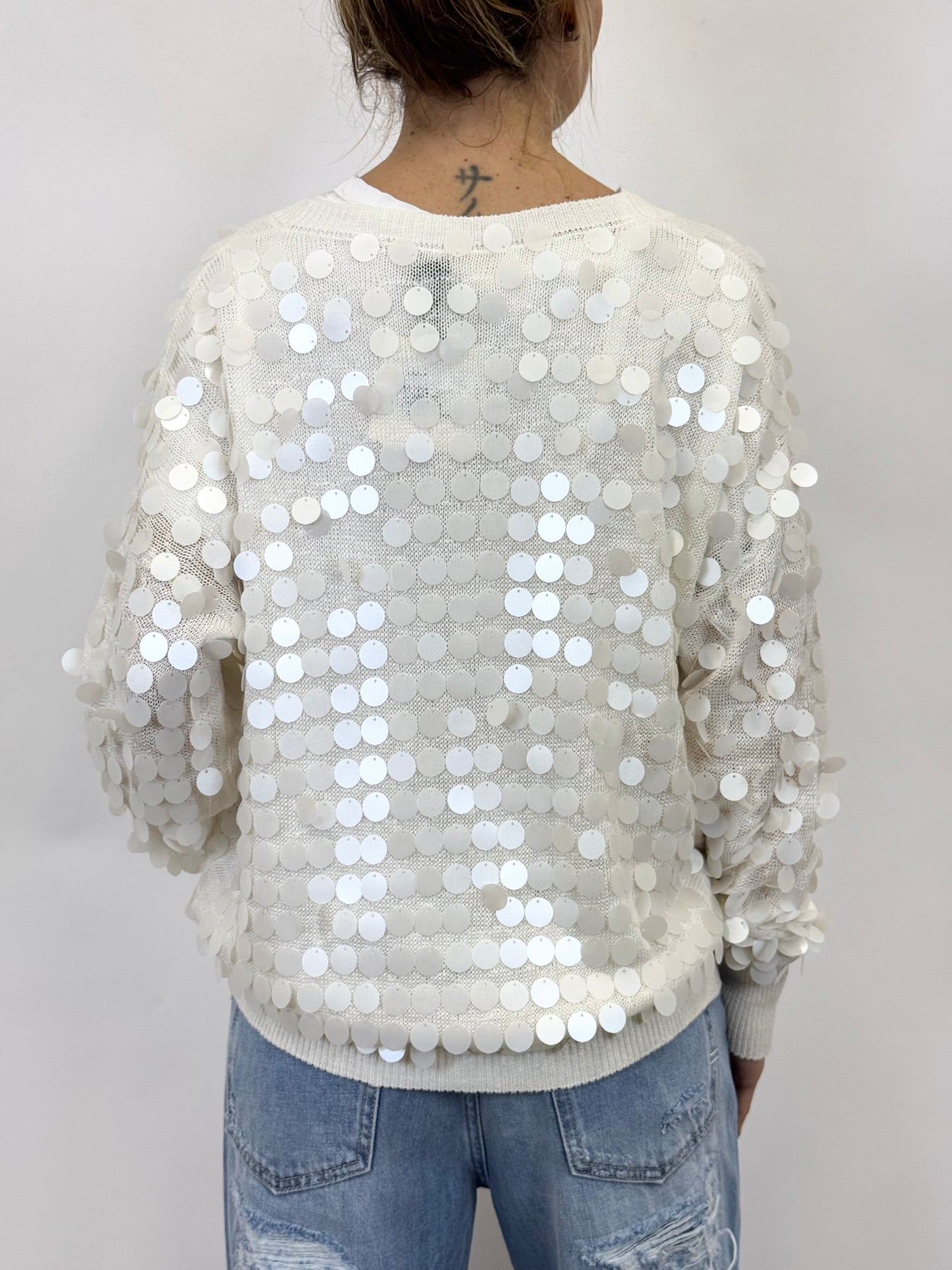 Cardigan Paillettes Panna