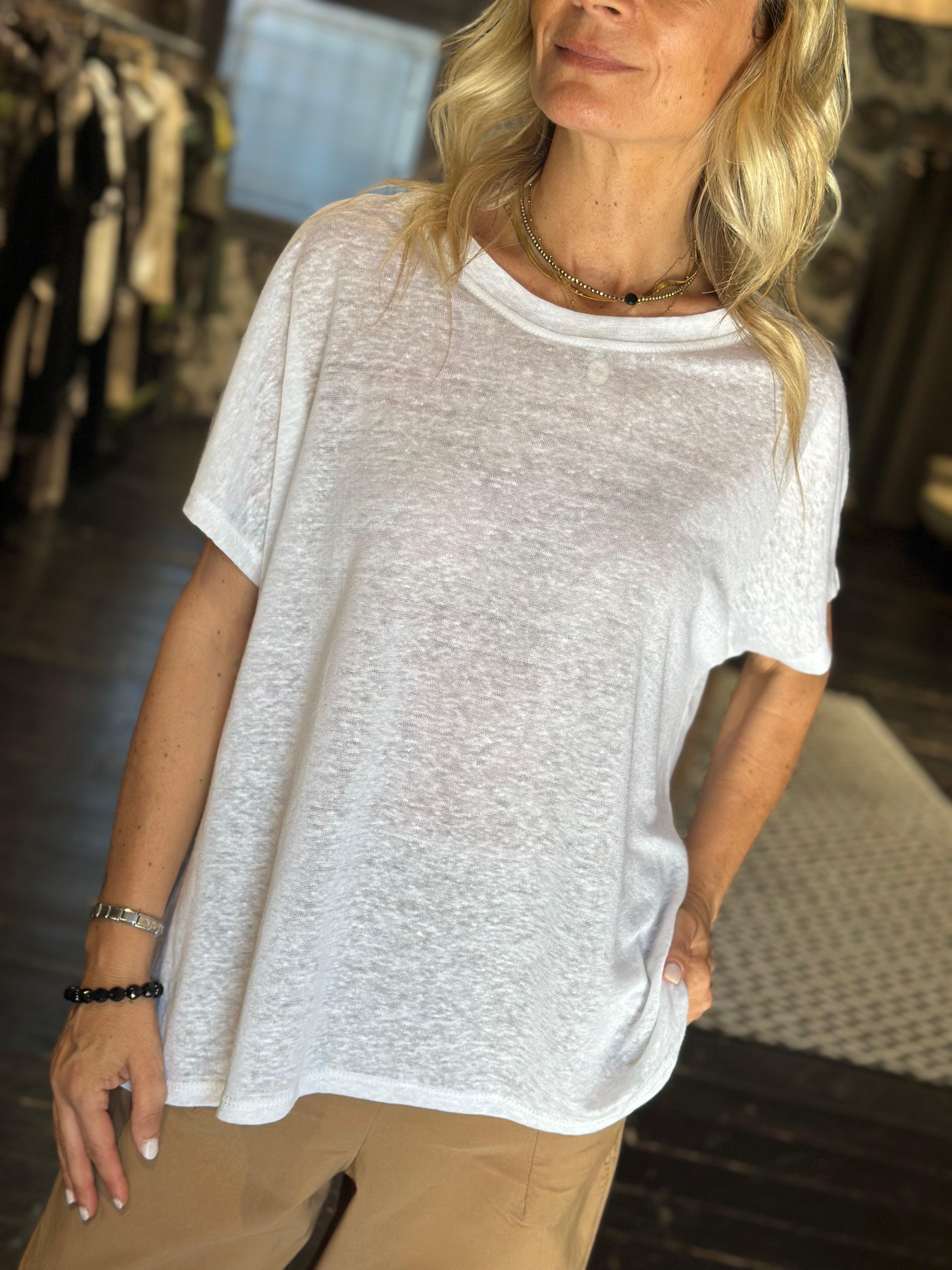 T-Shirt lino Over Bianco _Myastreet