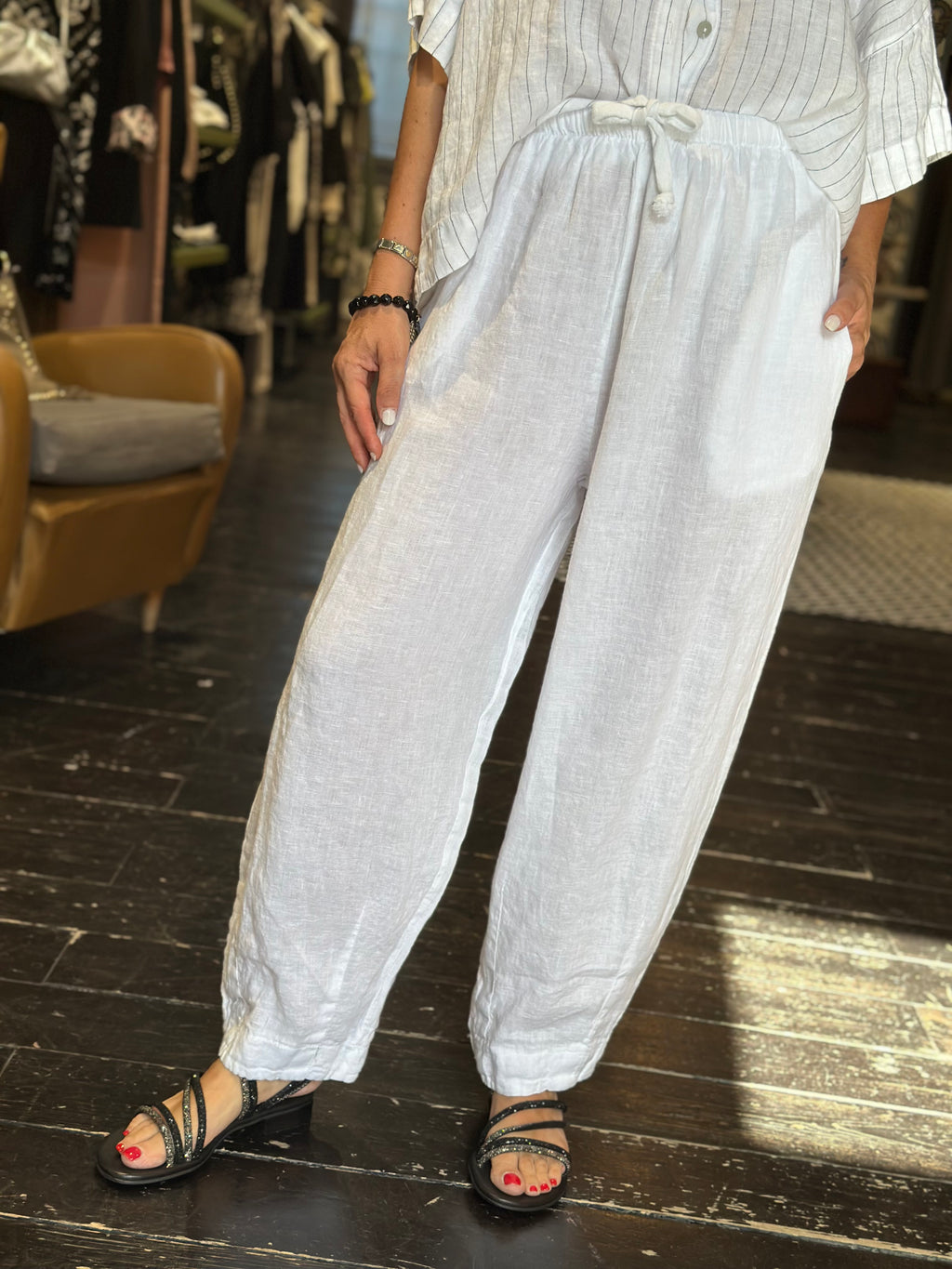 Pantalone Lino Bianco _ Myastreet