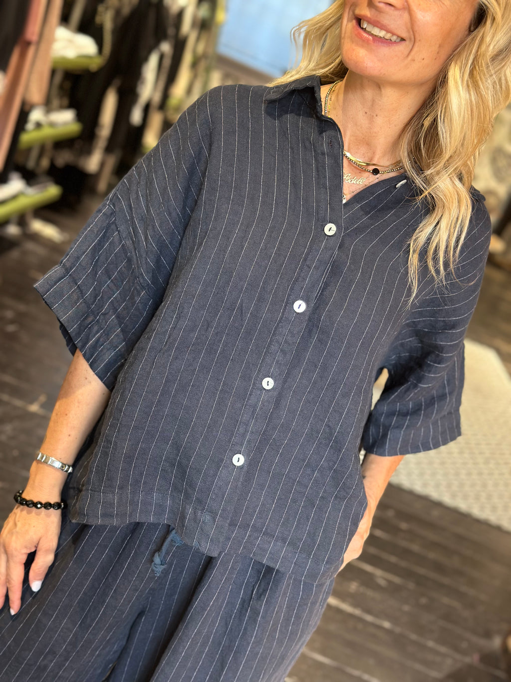 Camicia Gessata Blu _ Myastreet