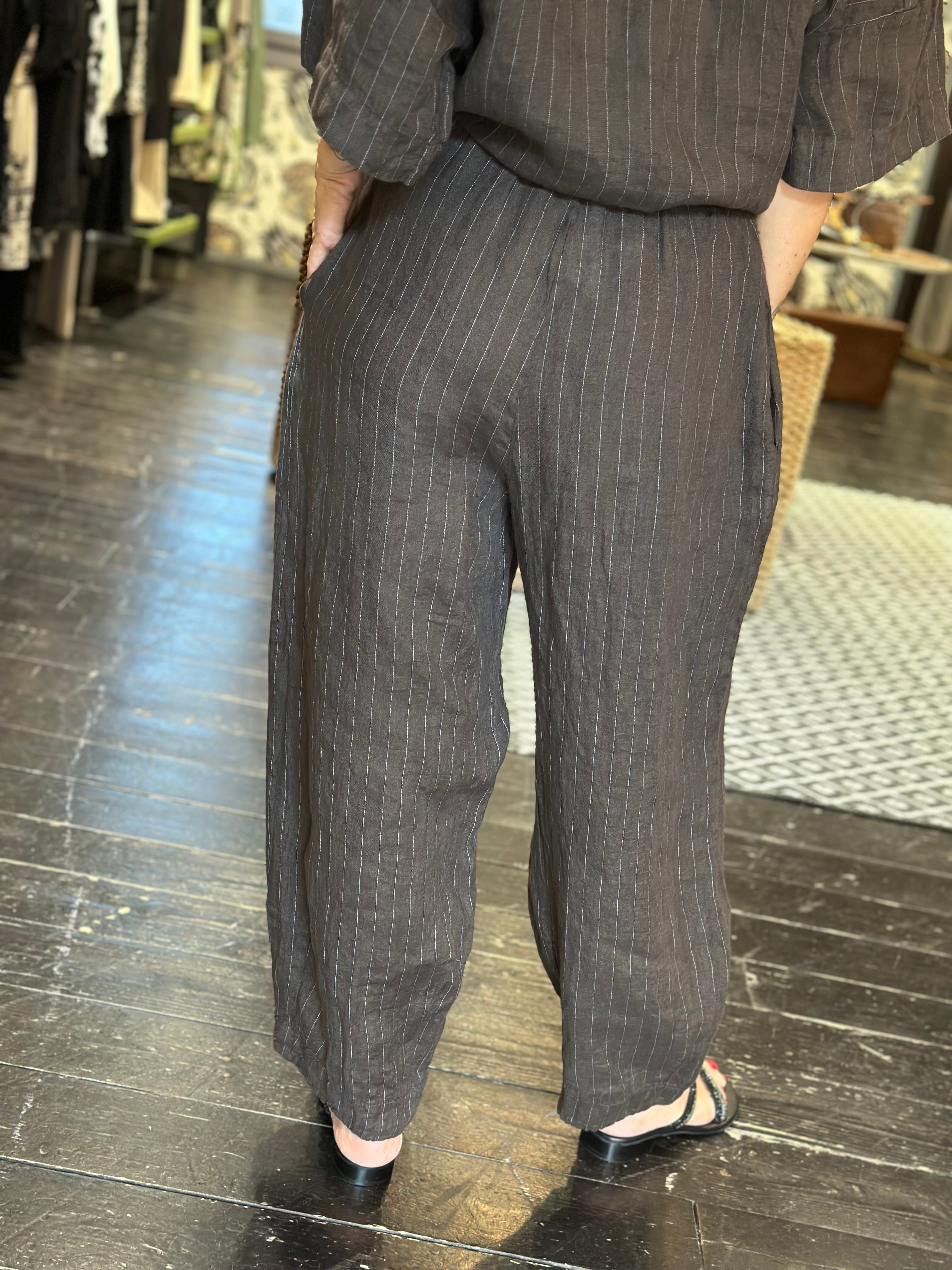 Pantalone Lino Moro _ Myastreet