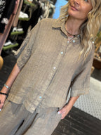 Camicia Gessata Beige _ Myastreet