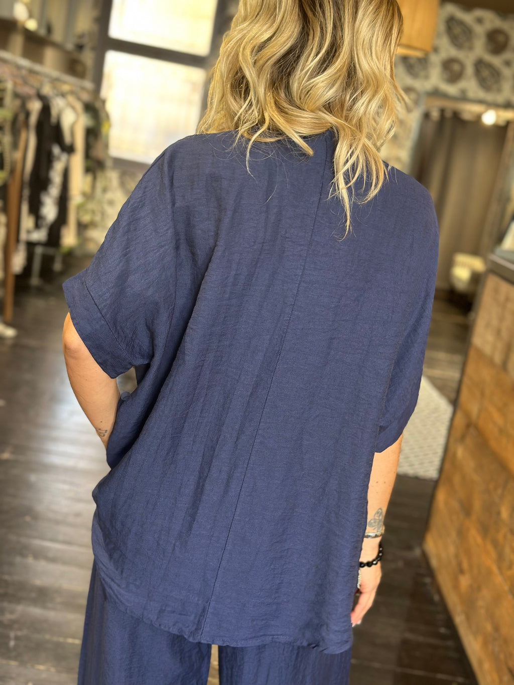 Blusa Scollo V Blu _ Myastreet