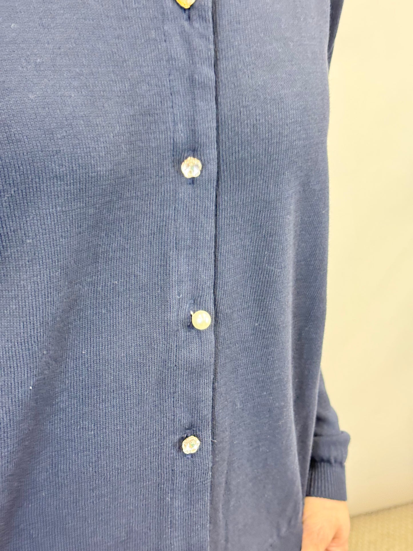 Cardigan bottoni gioiello Blu