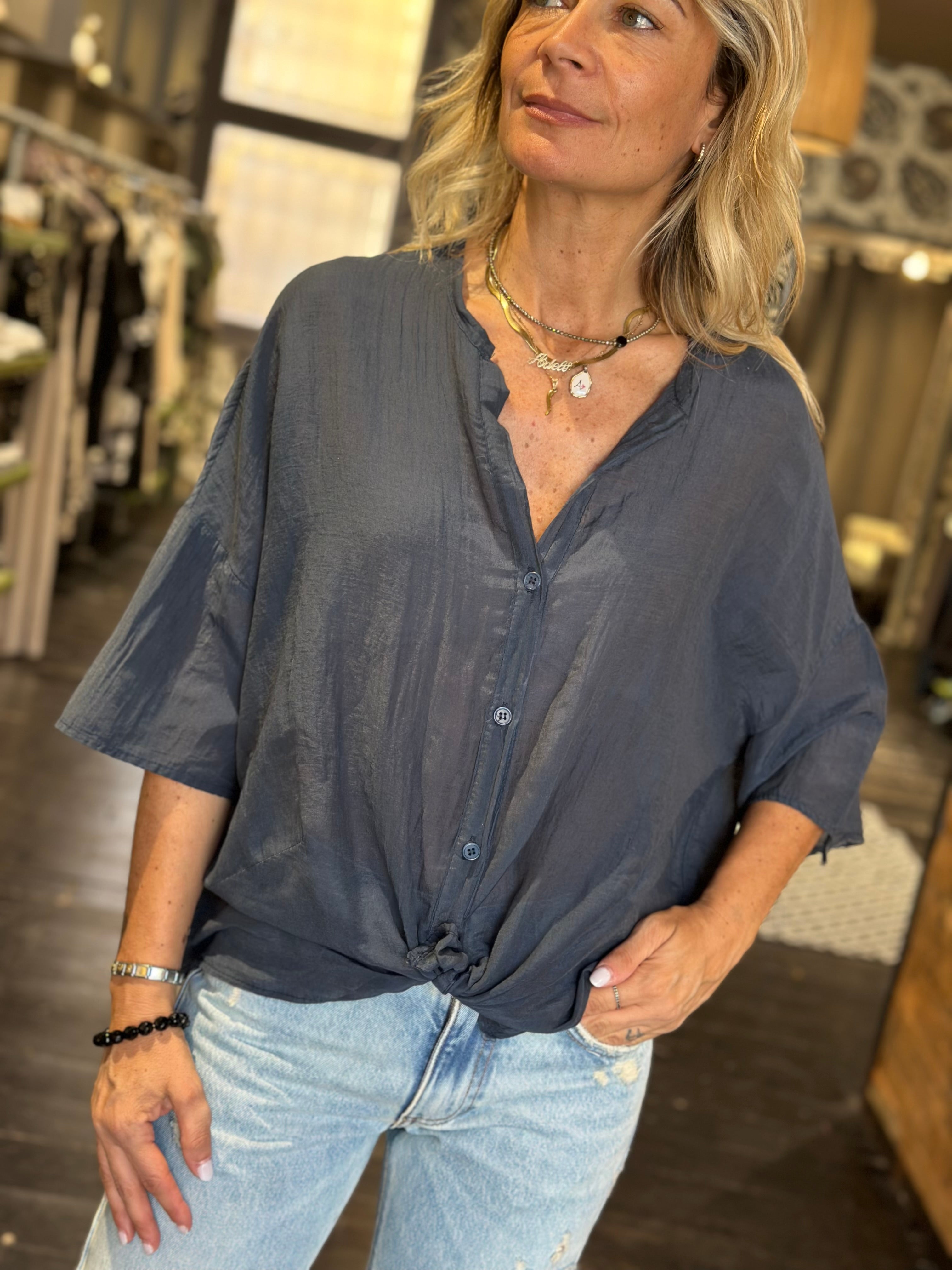Camicia Mussola Blu _ Vicolo