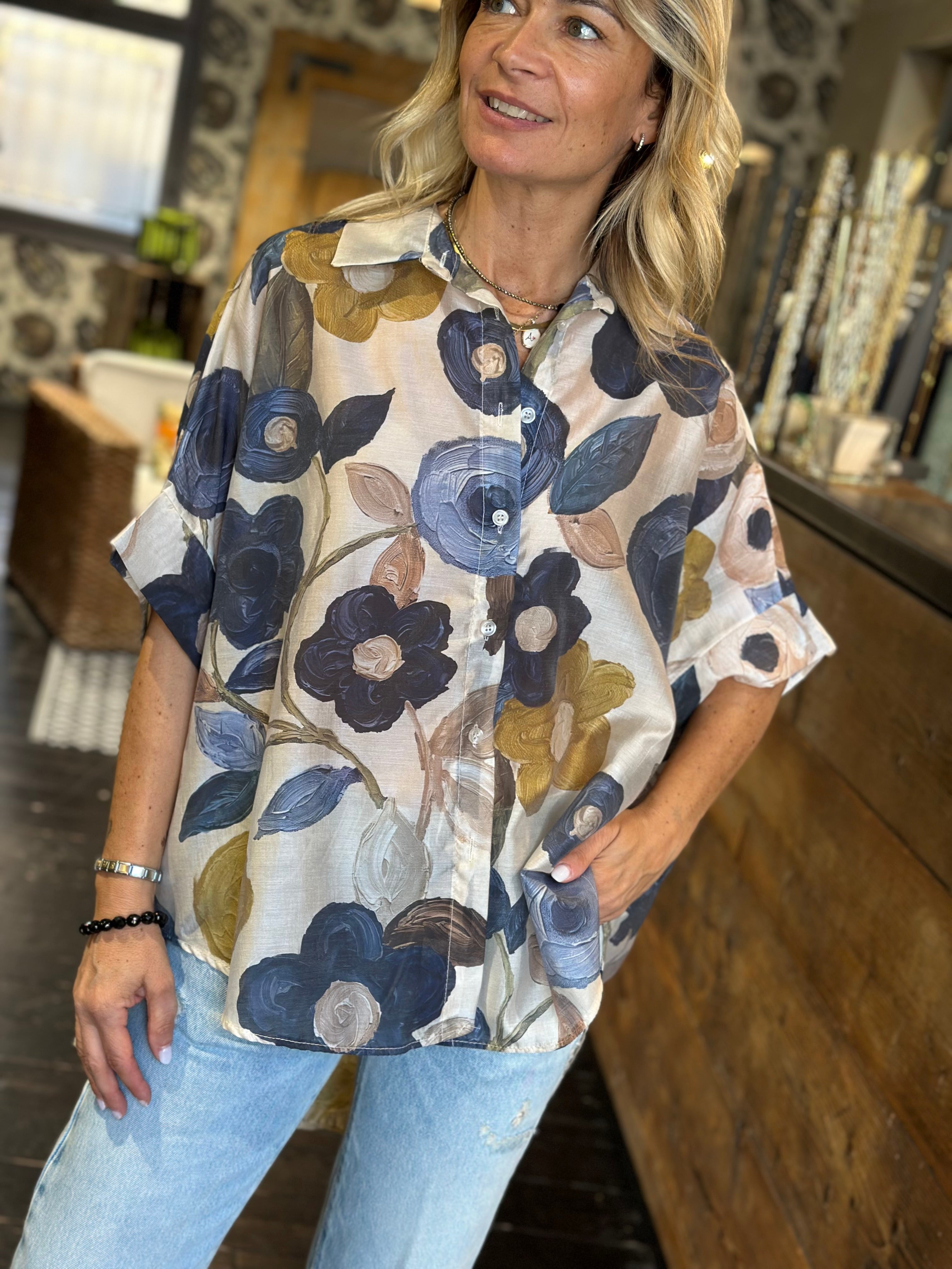 Camicia Fiori Blu_ Myastreet