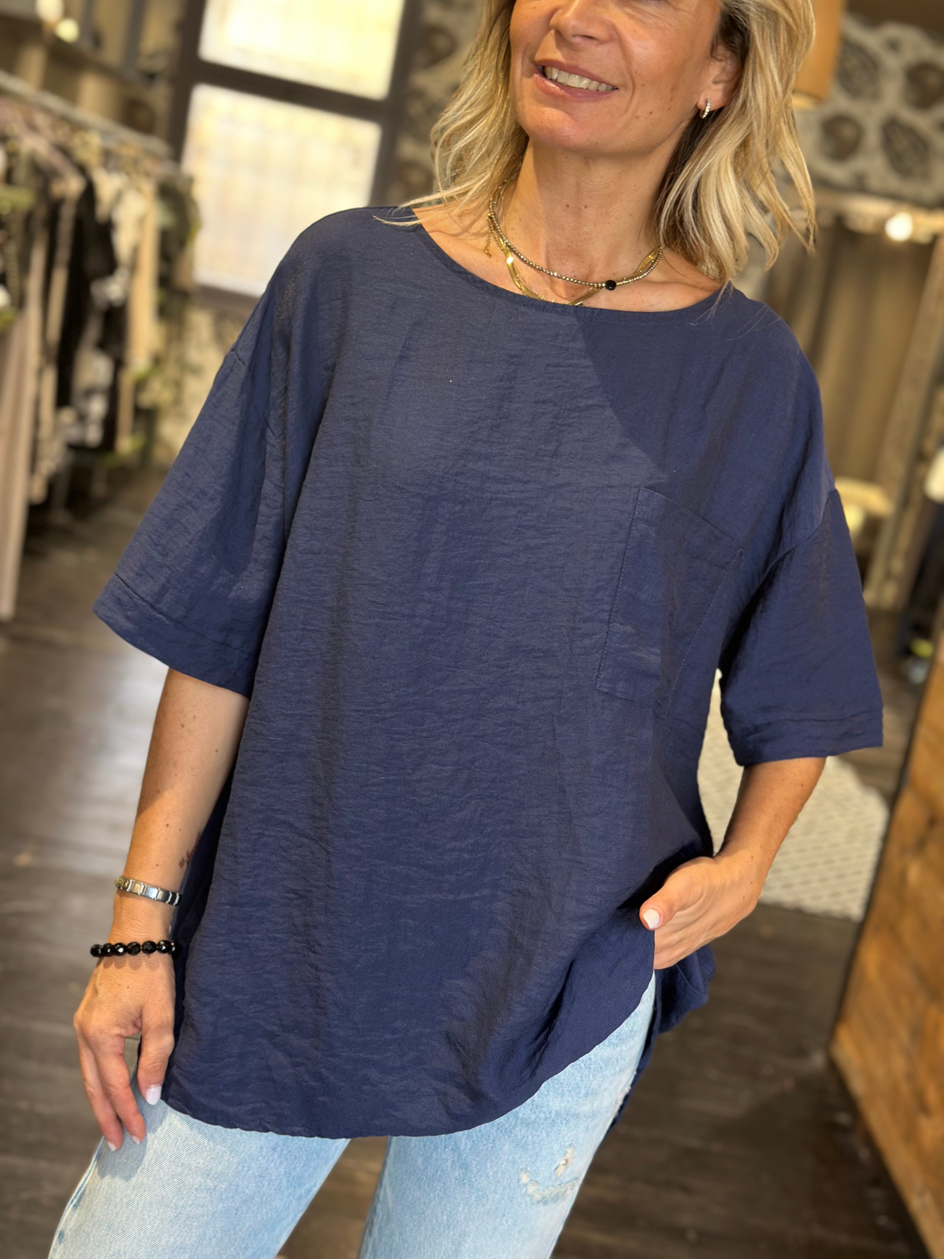 Blusa Girocollo Blu _ Myastreet