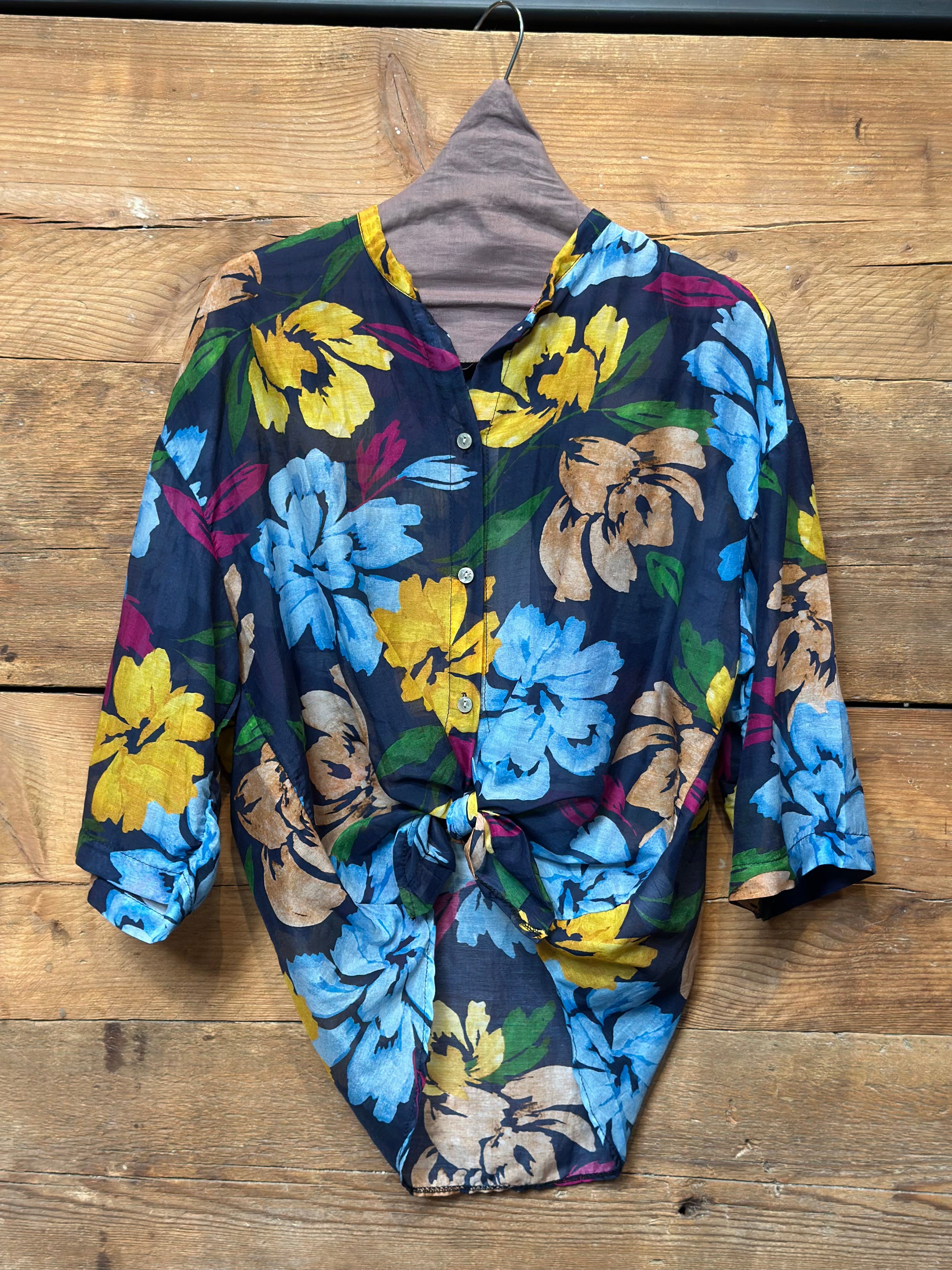 Camicia Mussola Fiori Blu _ MI.LE: for soku