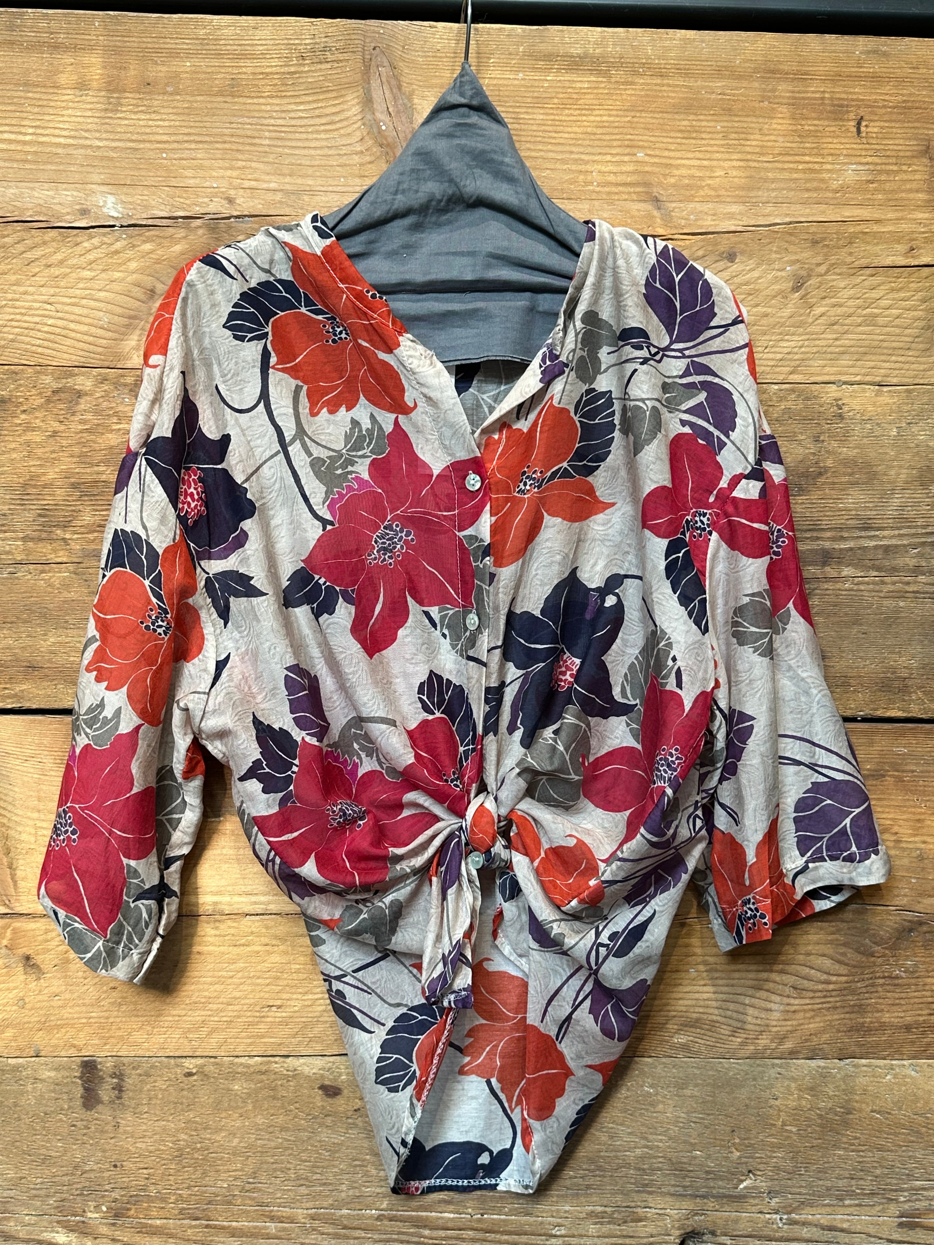 Camicia Fiori Beige _ MI.LE. for soku