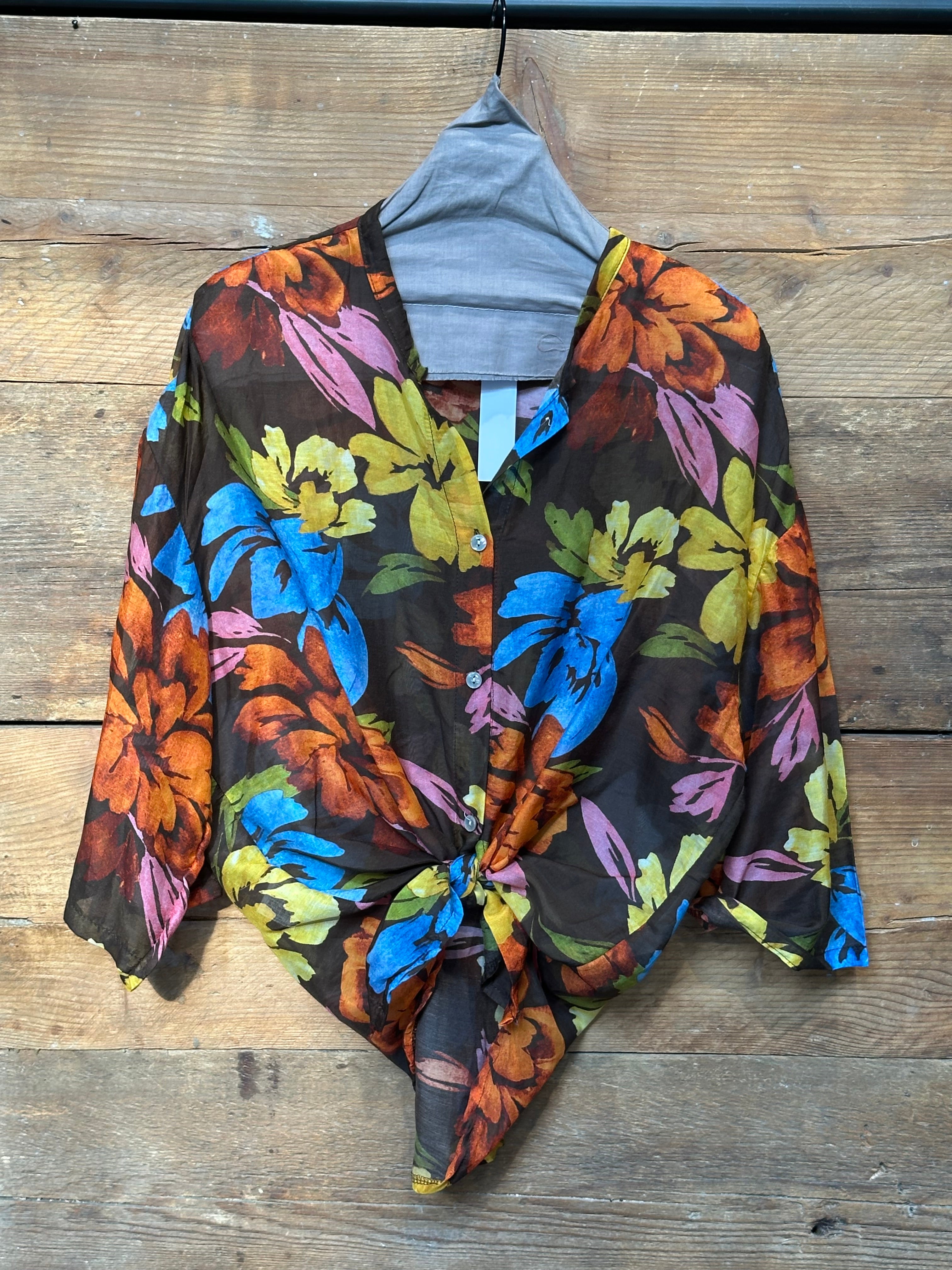 Camicia Mussola Fiori Moro _ MI.LE. for soku