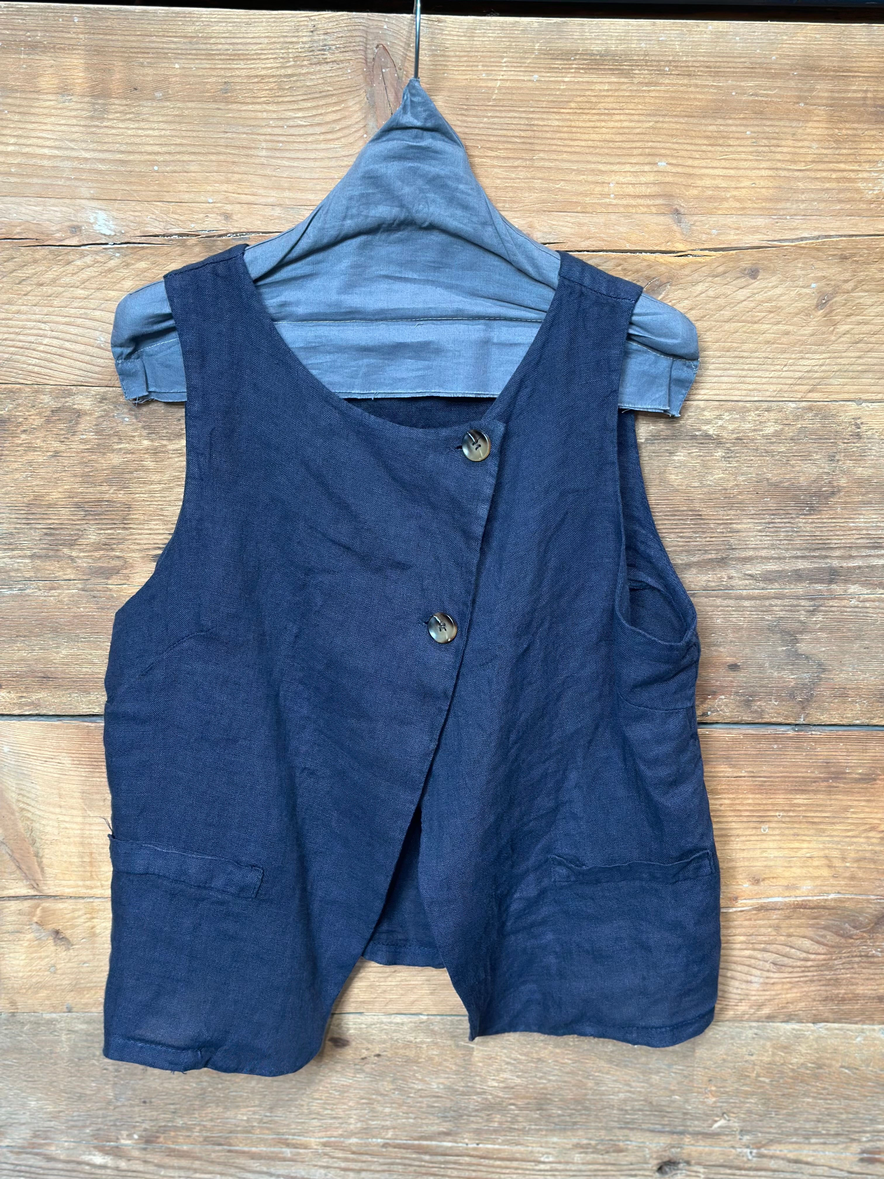 Gilet Lino Blu _ Mi.LE. for soku