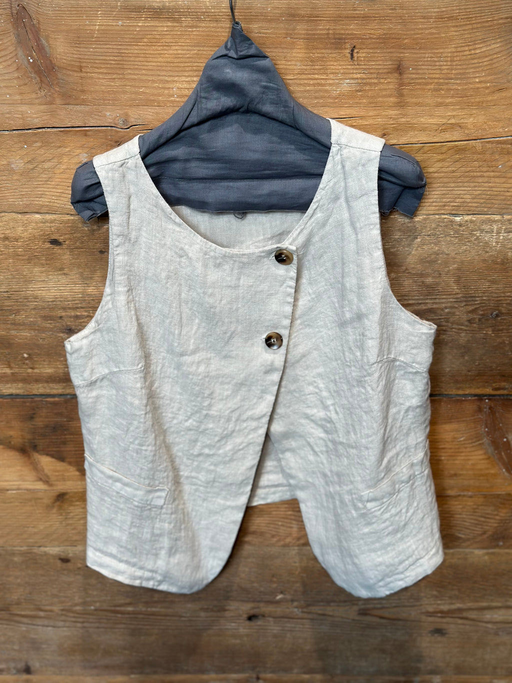 Gilet Lino Sabbia _ MI.LE.for soku