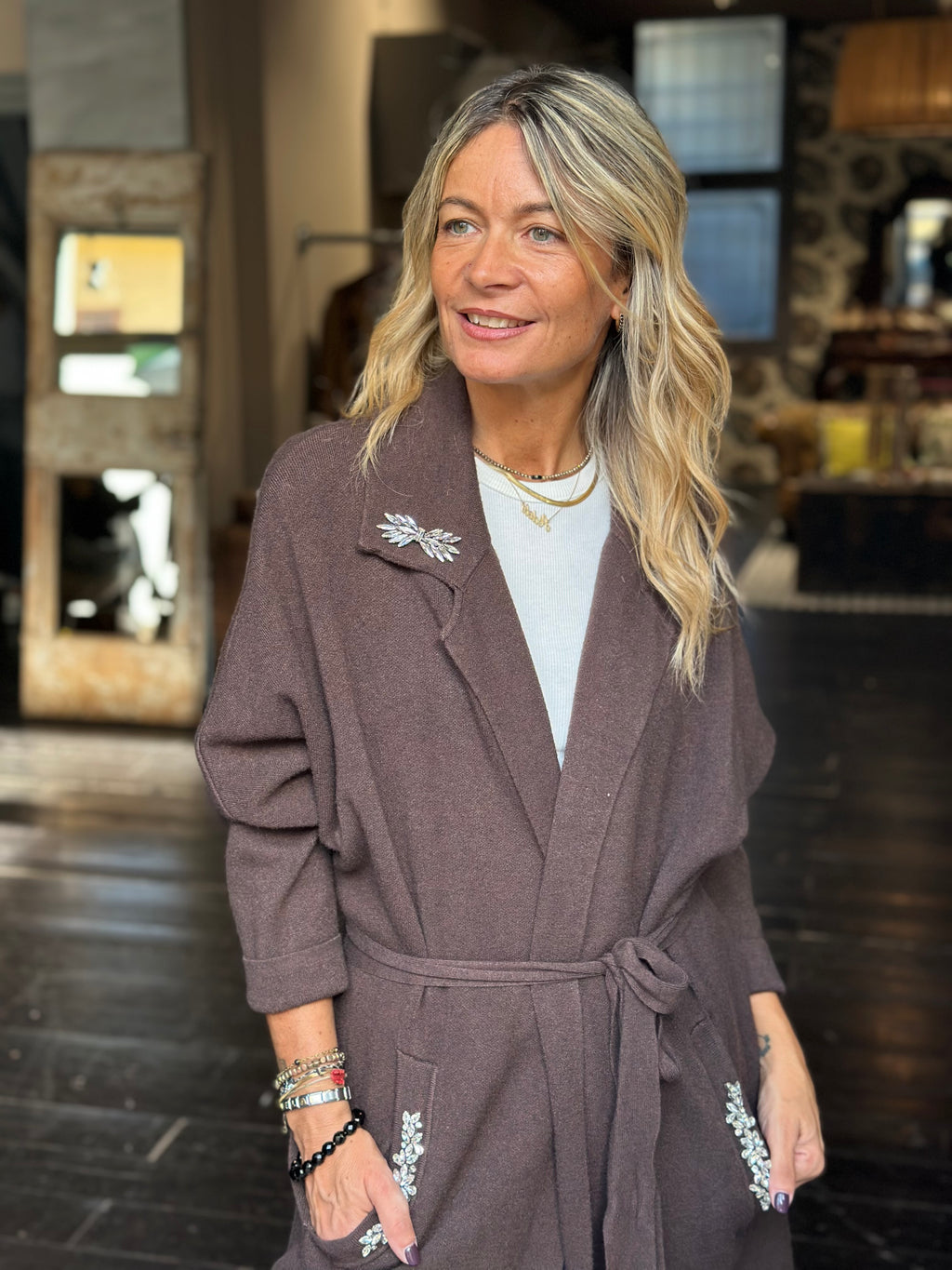 Cardigan "Essenziale" Cioccolato _ MI.LE. for soku