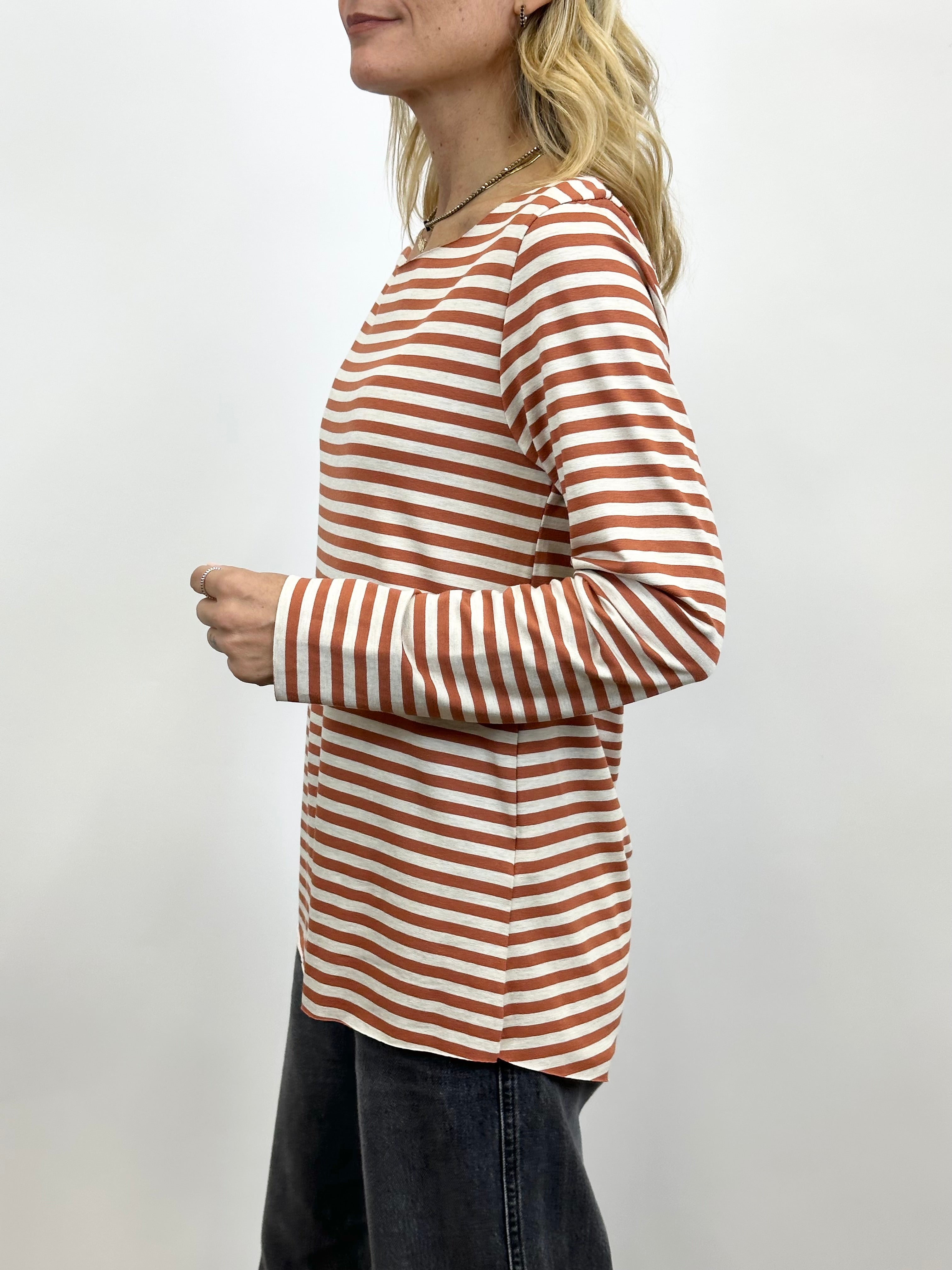 T- Shirt Rigata Ruggine/Beige _ MI.LE.for soku