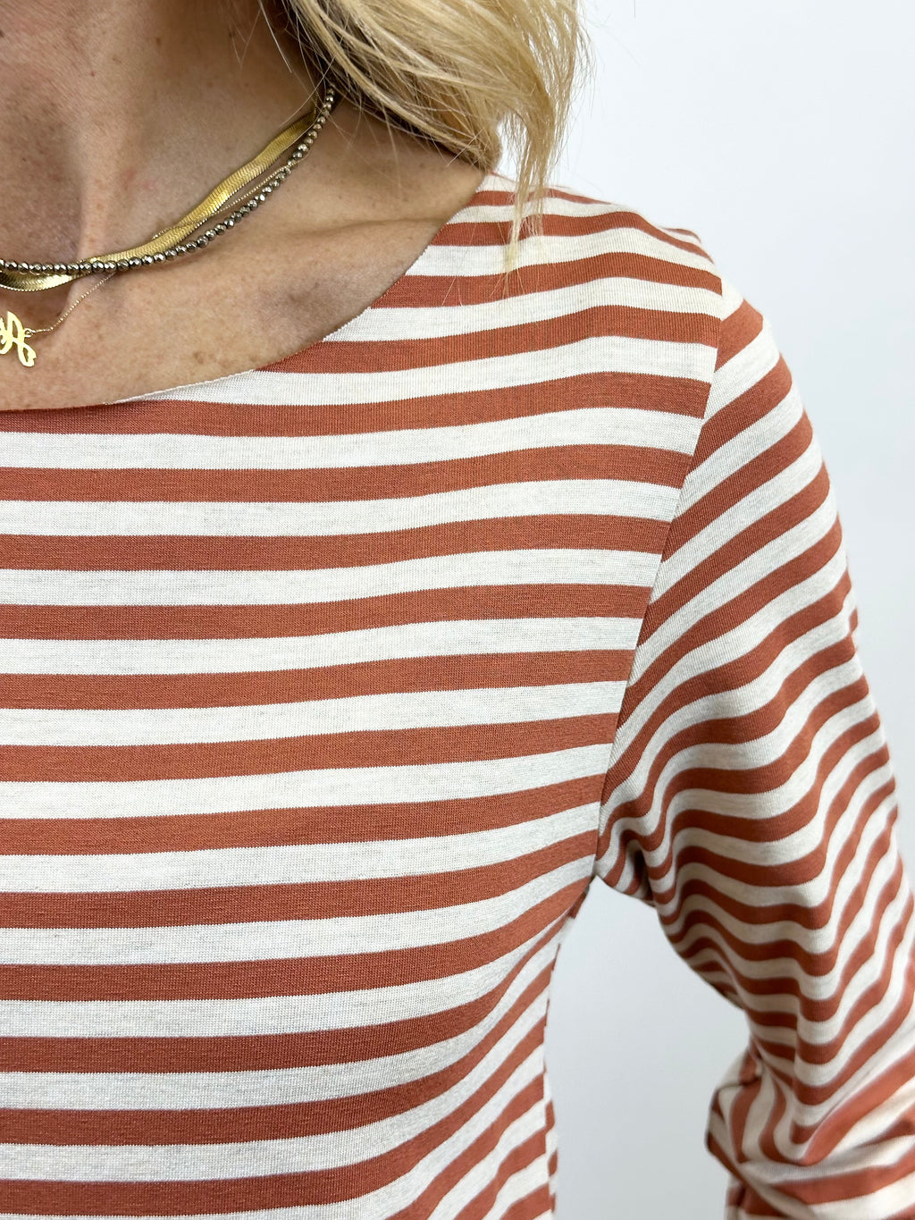 T- Shirt Rigata Ruggine/Beige _ MI.LE.for soku