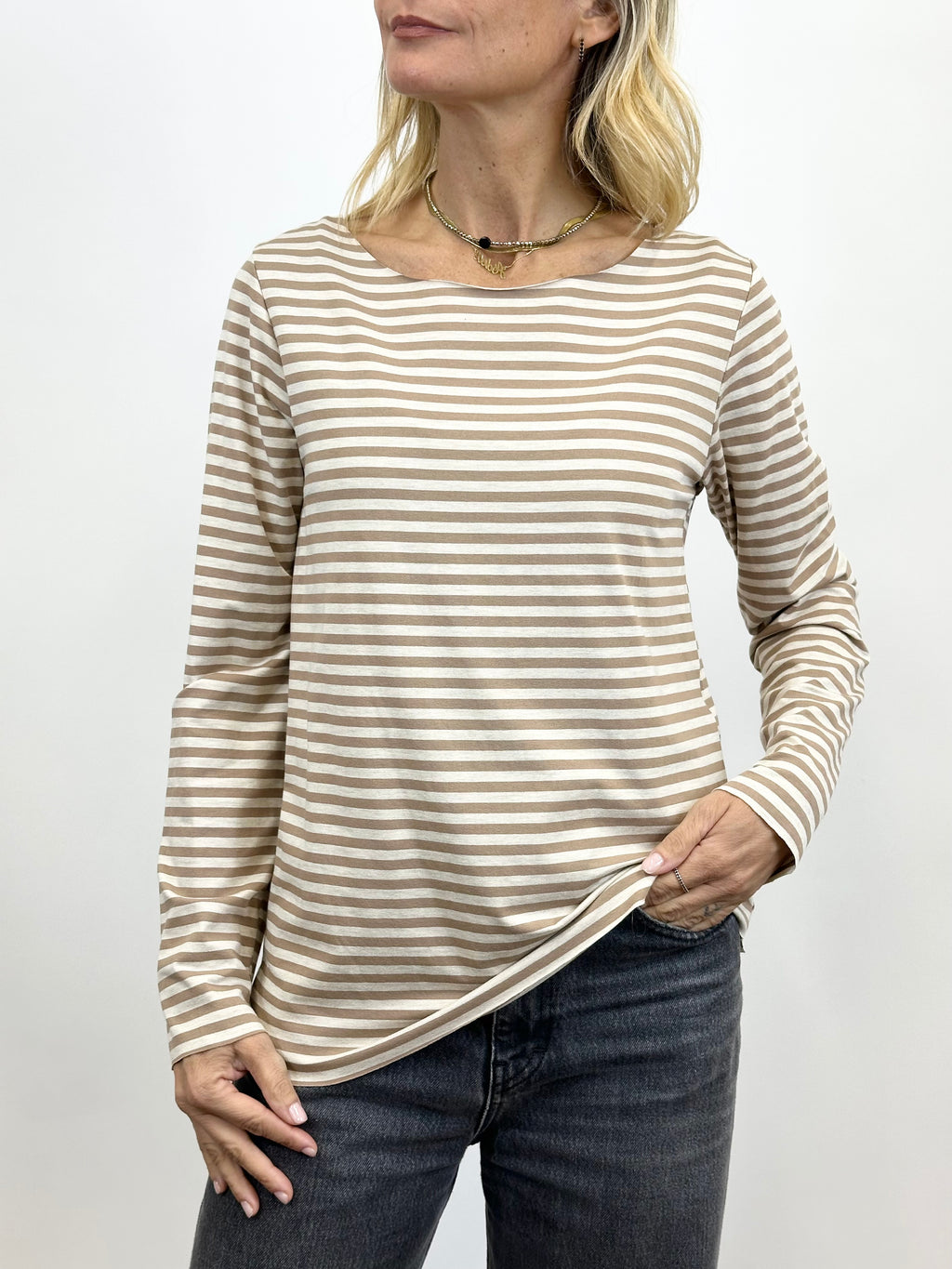 T-Shirt Rigata Beige/Panna _ MI.LE.for soku